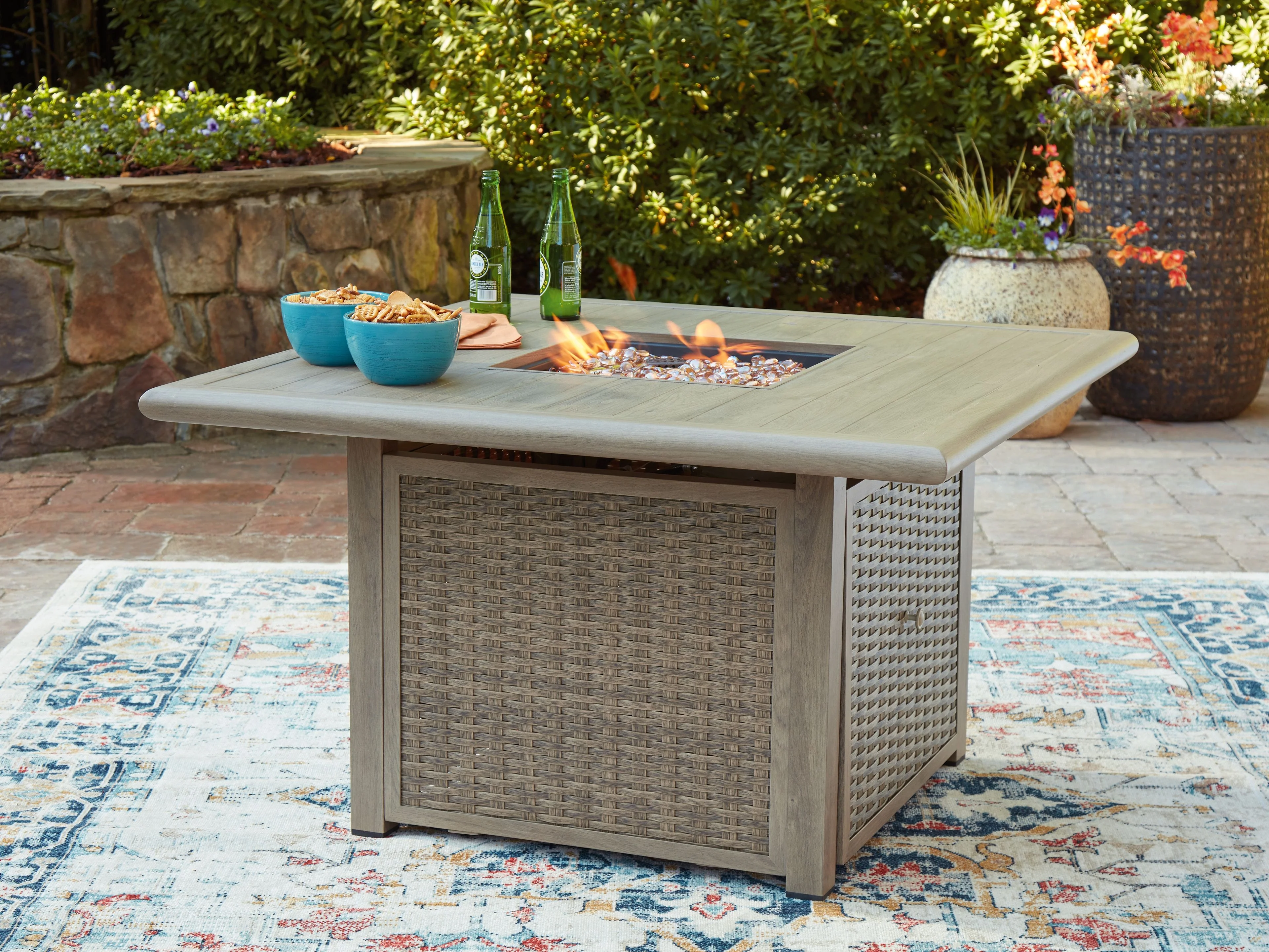Cliff Trails - Square Fire Pit Table - Beige - Image 9