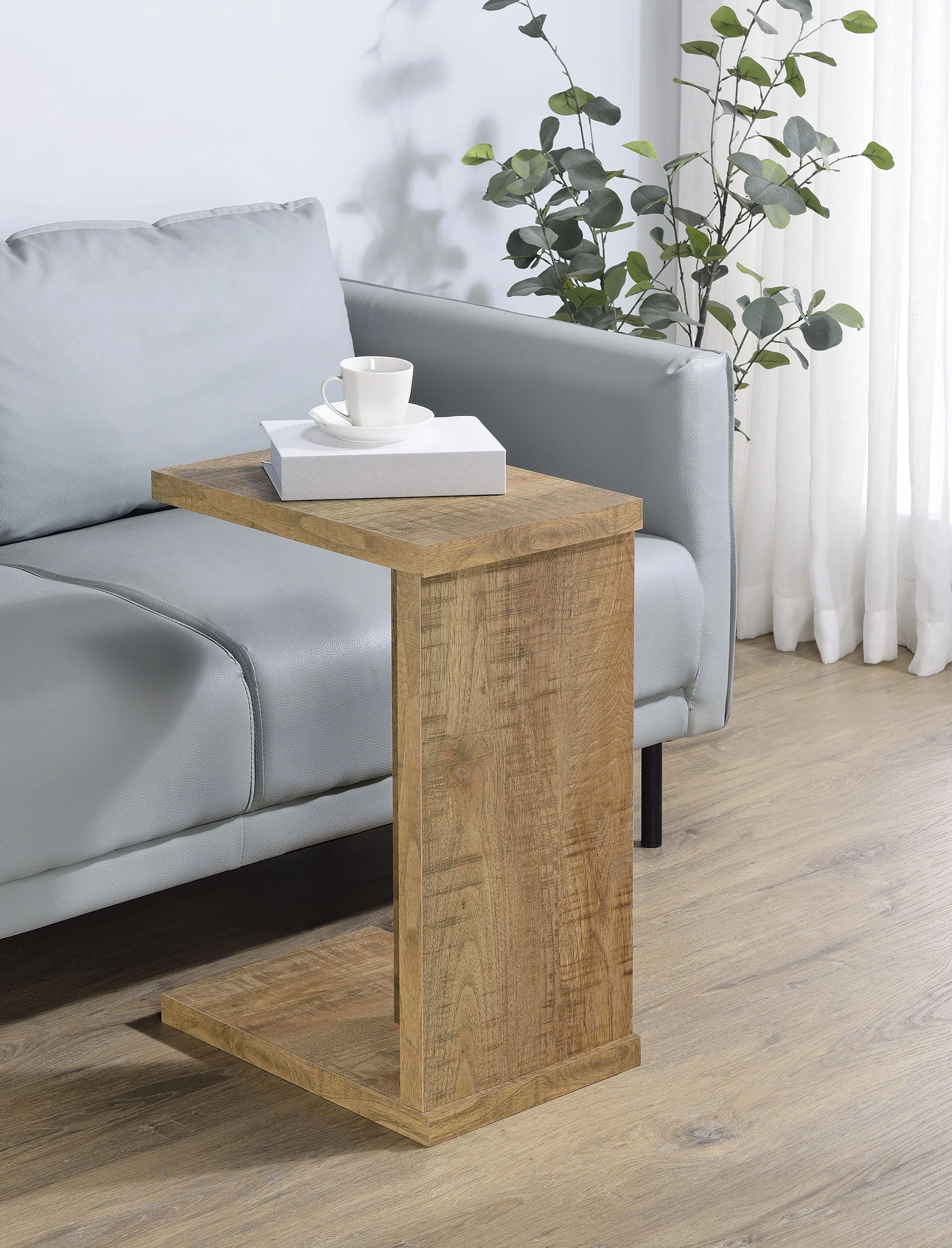 Clower Engineered Wood C-Shaped Sofa Side Table Mango - Image 2
