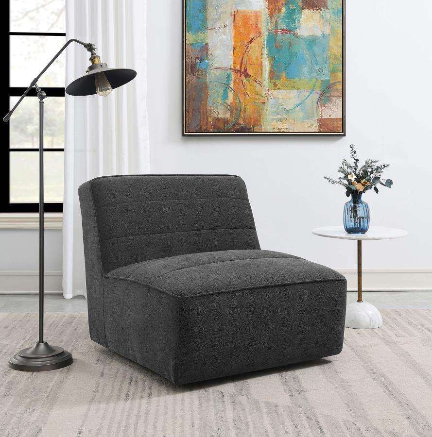 Cobie - Upholstered Armless Swivel Chair - Dark Charcoal - Image 2