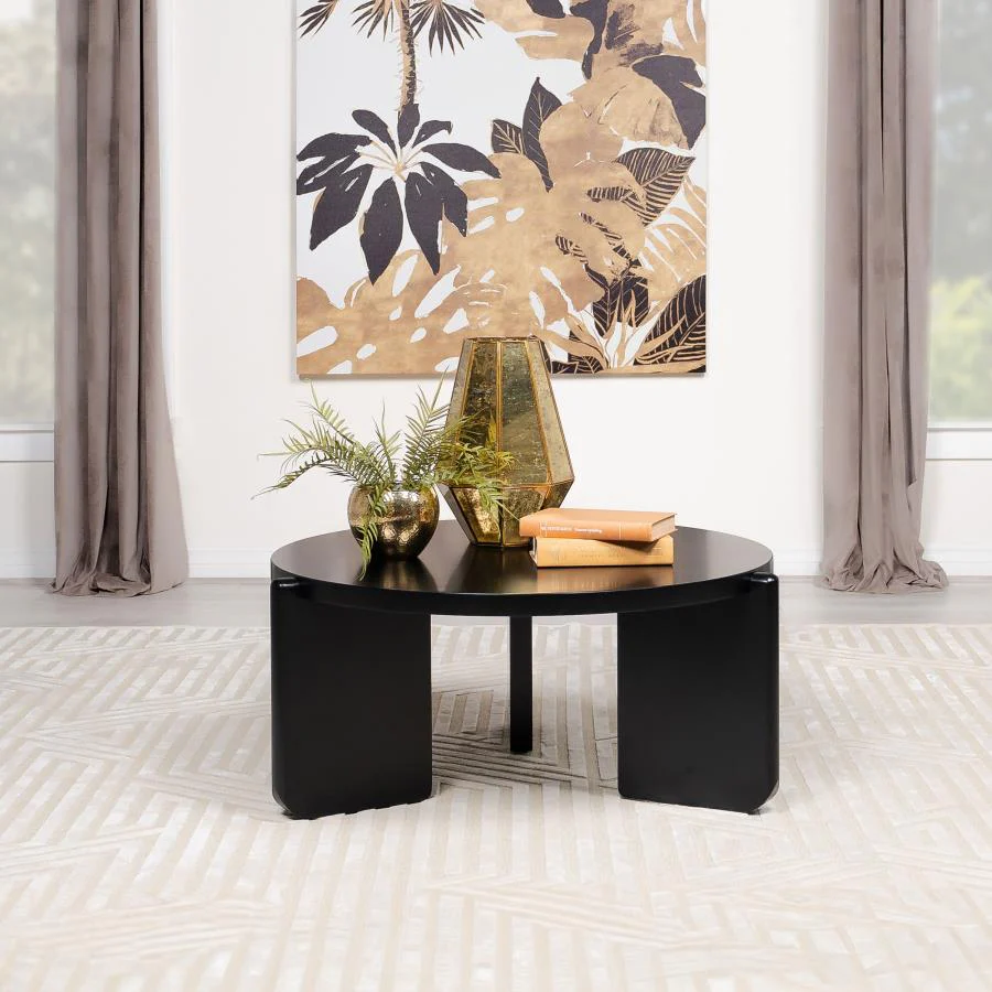 Cordova - Round Solid Wood Coffee Table - Black - Image 2