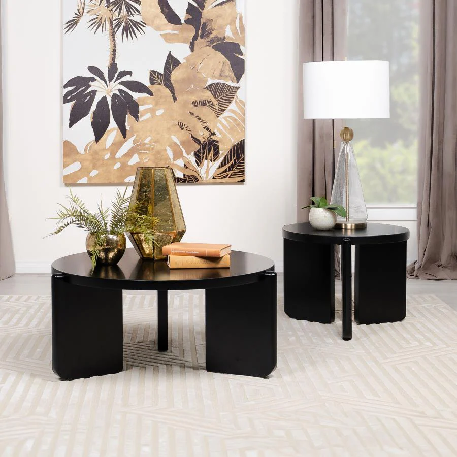 Cordova - Round Solid Wood Coffee Table - Black - Image 6