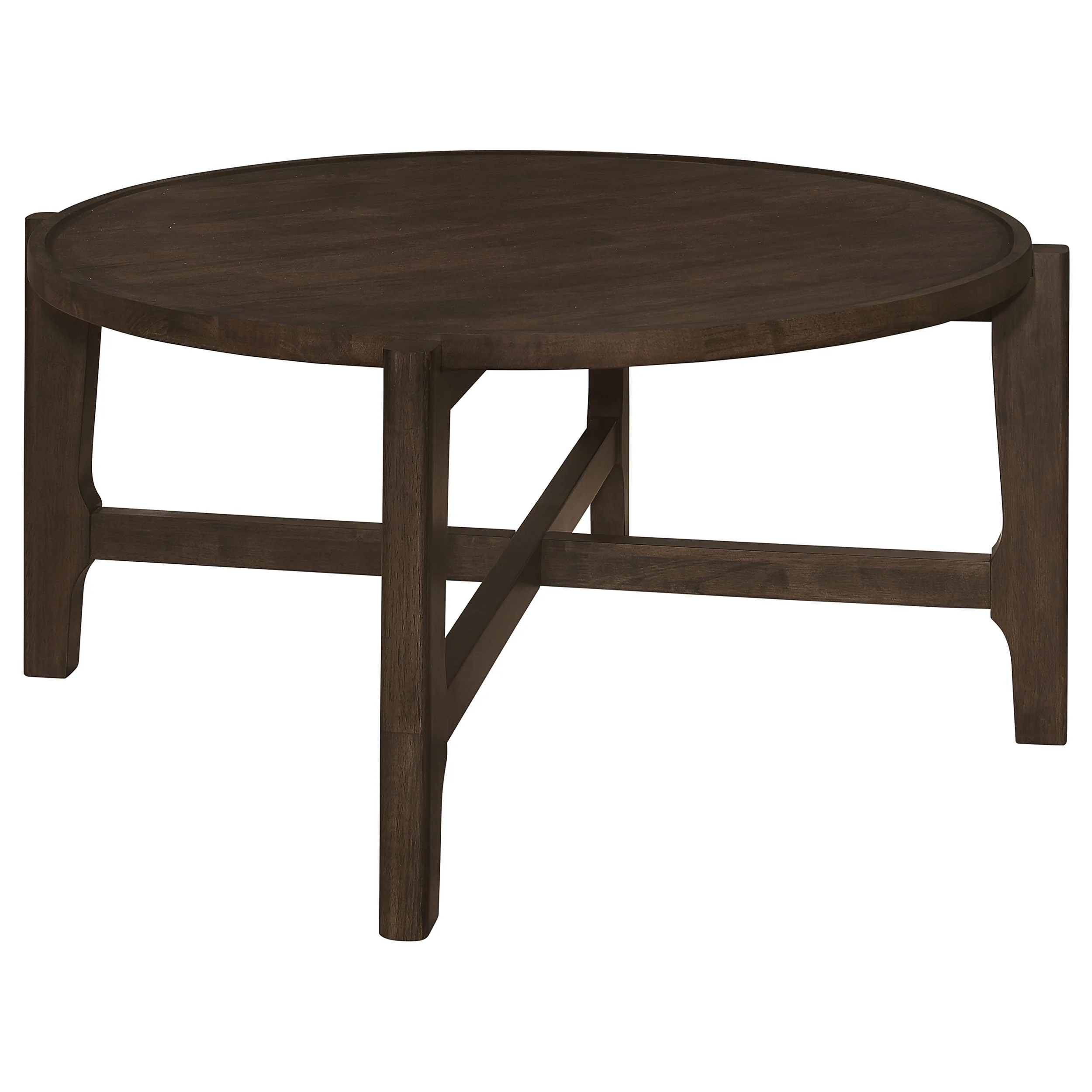 Cota - Round Solid Wood Coffee Table - Dark Brown - Image 8
