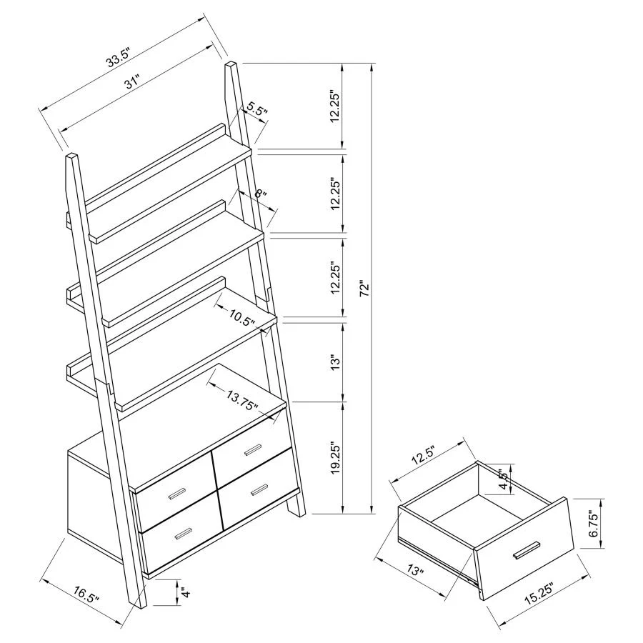 Colella - 5-Shelf Storage Ladder Bookshelf - Cappuccino - Image 5