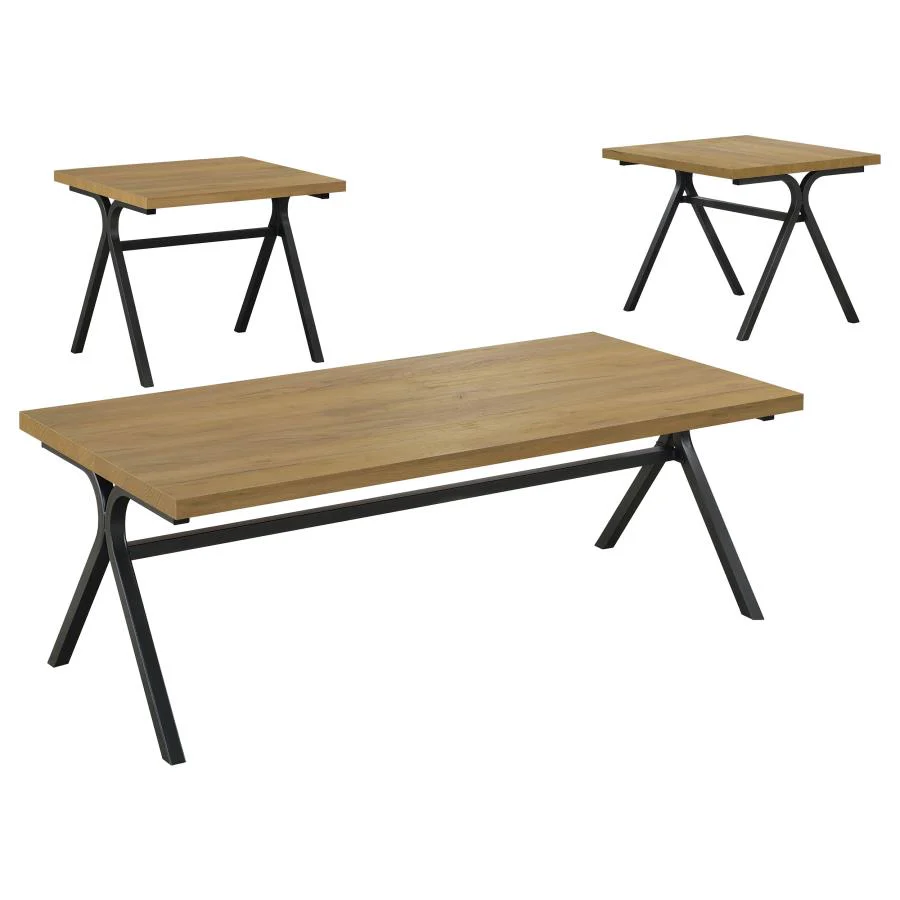 Colmar - 3 Piece Engineered Wood Coffee Table Set - Golden Oak - Image 2