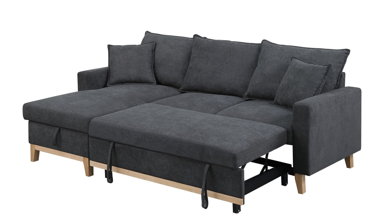 Colton - Reversible Sleeper Sectional Sofa With Storage Chaise - Dark Gray - Image 2