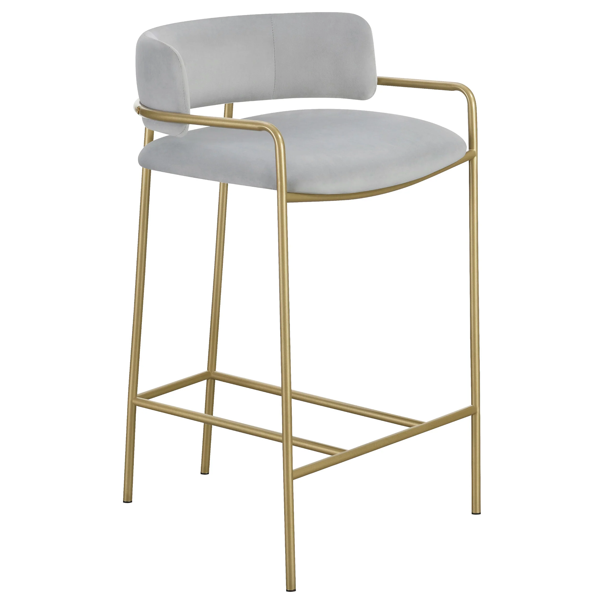 Comstock Upholstered Low Back Stool Grey and Gold - Image 5