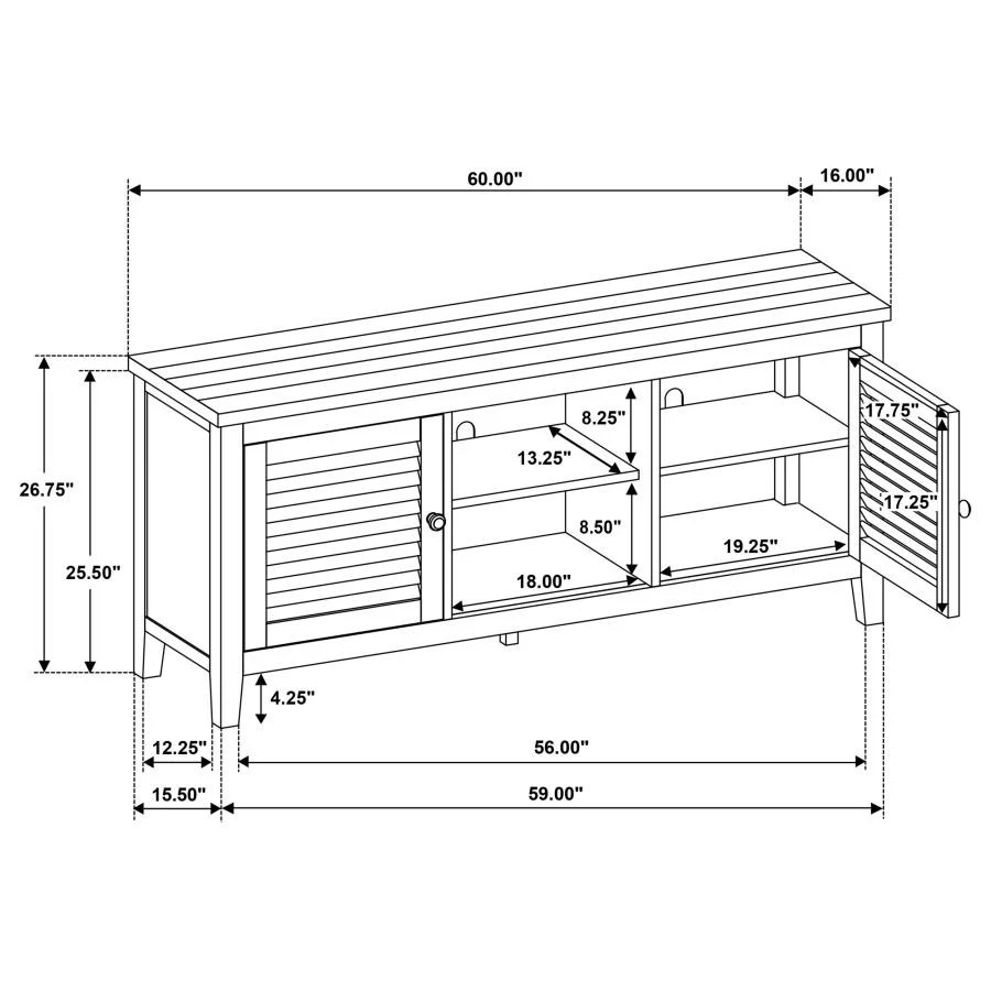 Concord - 2-Door TV Stand Console - Distressed Java - Image 13