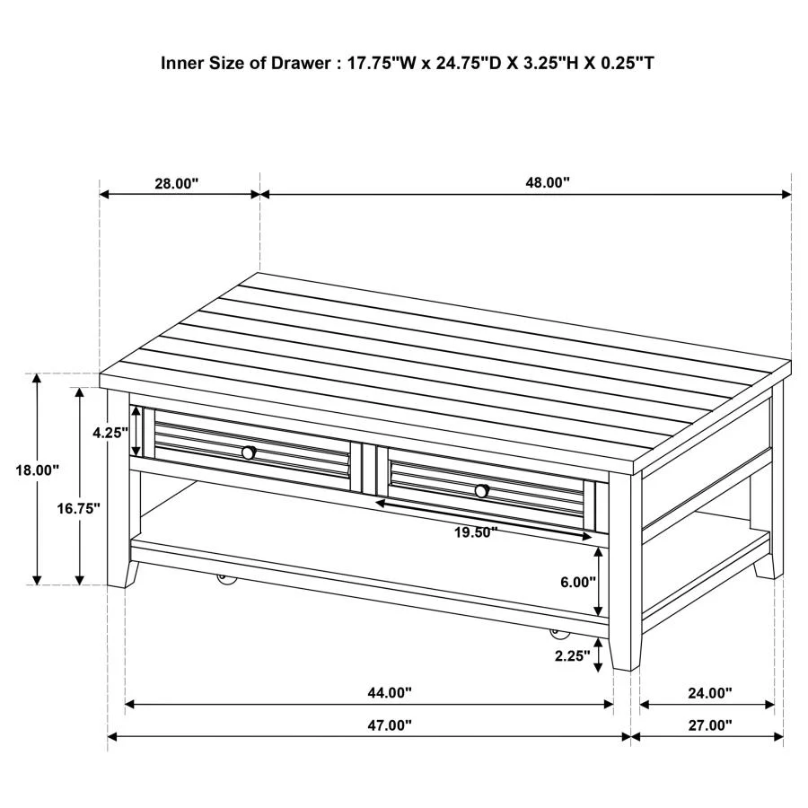Concord - 2-Drawer Rectangular Coffee Table - Distressed Java - Image 9