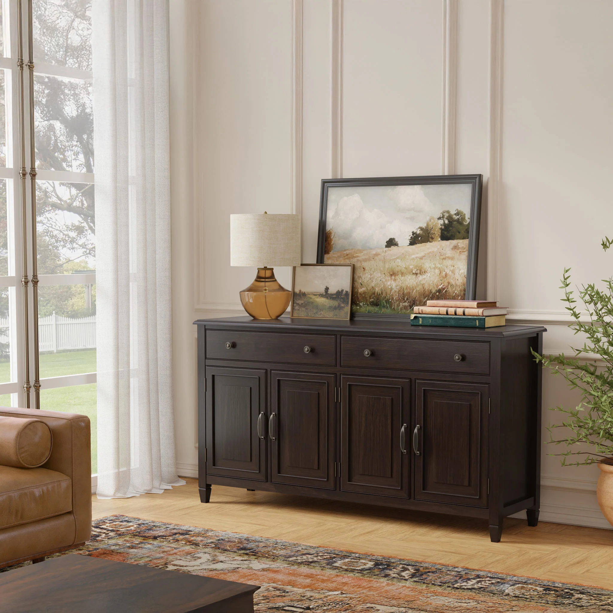 Connaught - Large Sideboard Buffet Storage Cabinet - Brown - Image 2