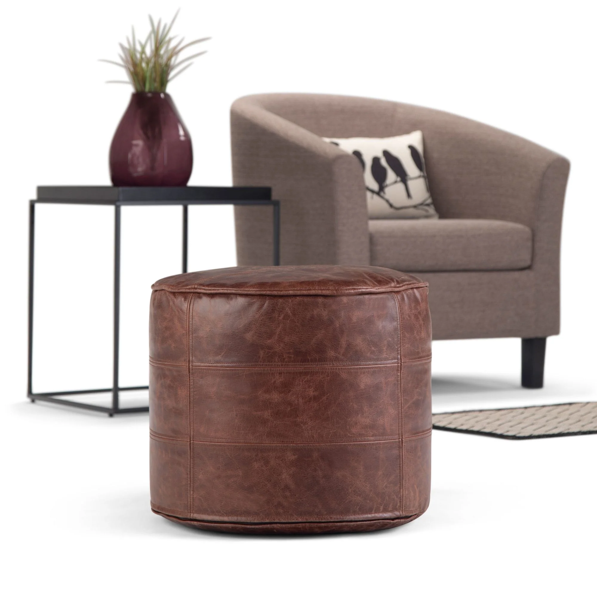 Connor - Handcrafted Round Pouf - Image 21