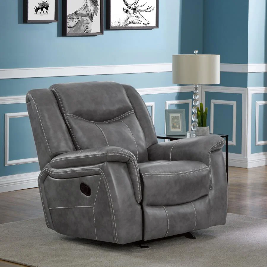 Conrad - Upholstered Padded Arm Glider Recliner - Gray - Image 2