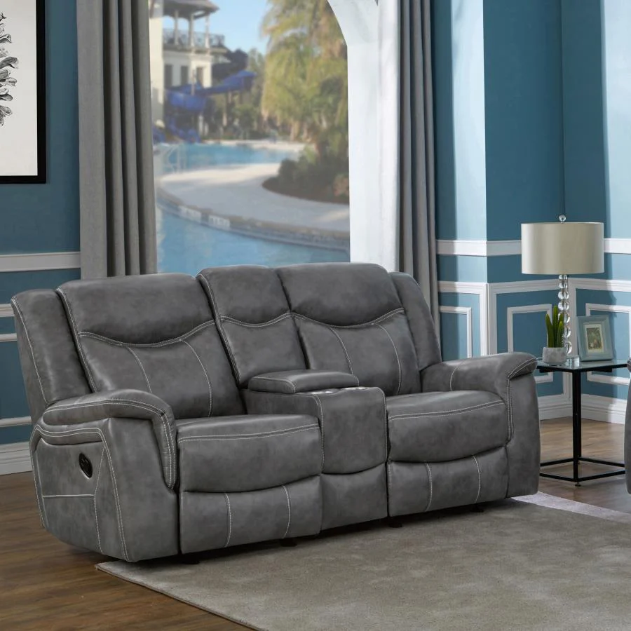 Conrad - Upholstered Padded Arm Glider Loveseat - Gray - Image 2