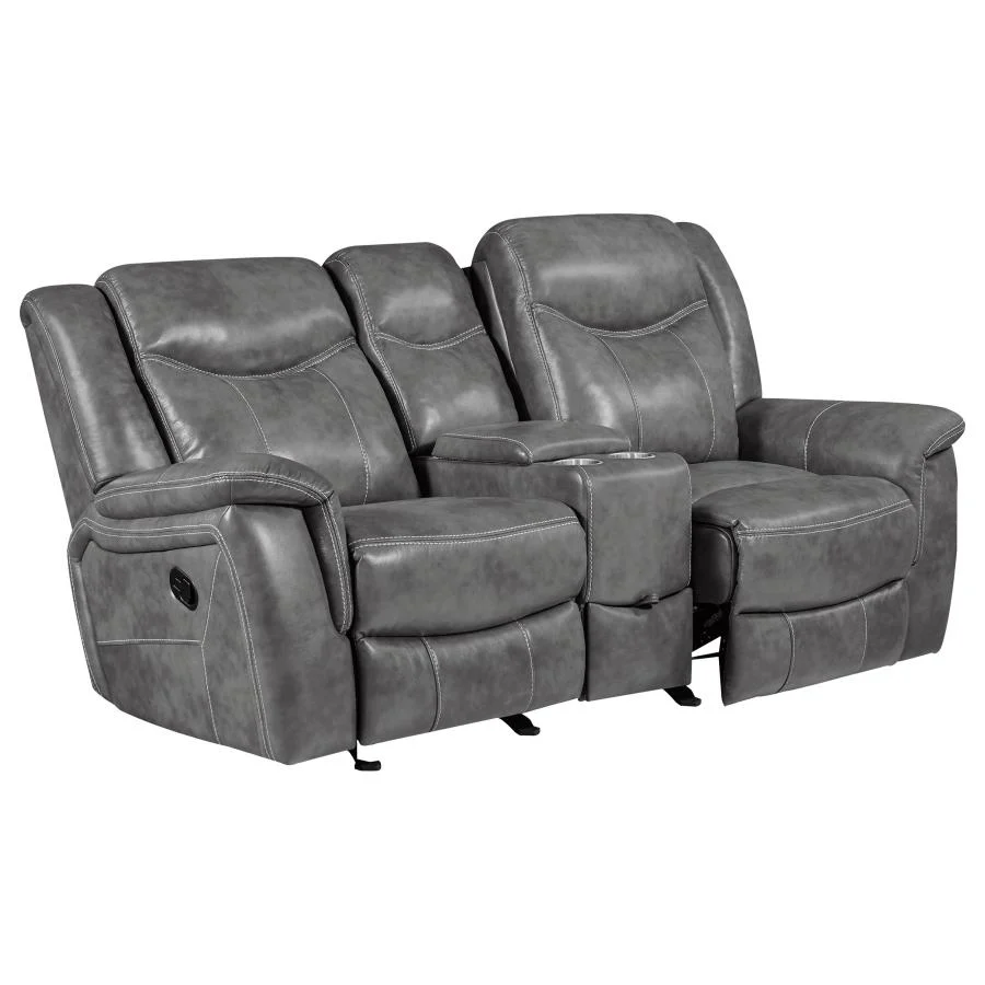 Conrad - Upholstered Padded Arm Glider Loveseat - Gray - Image 3