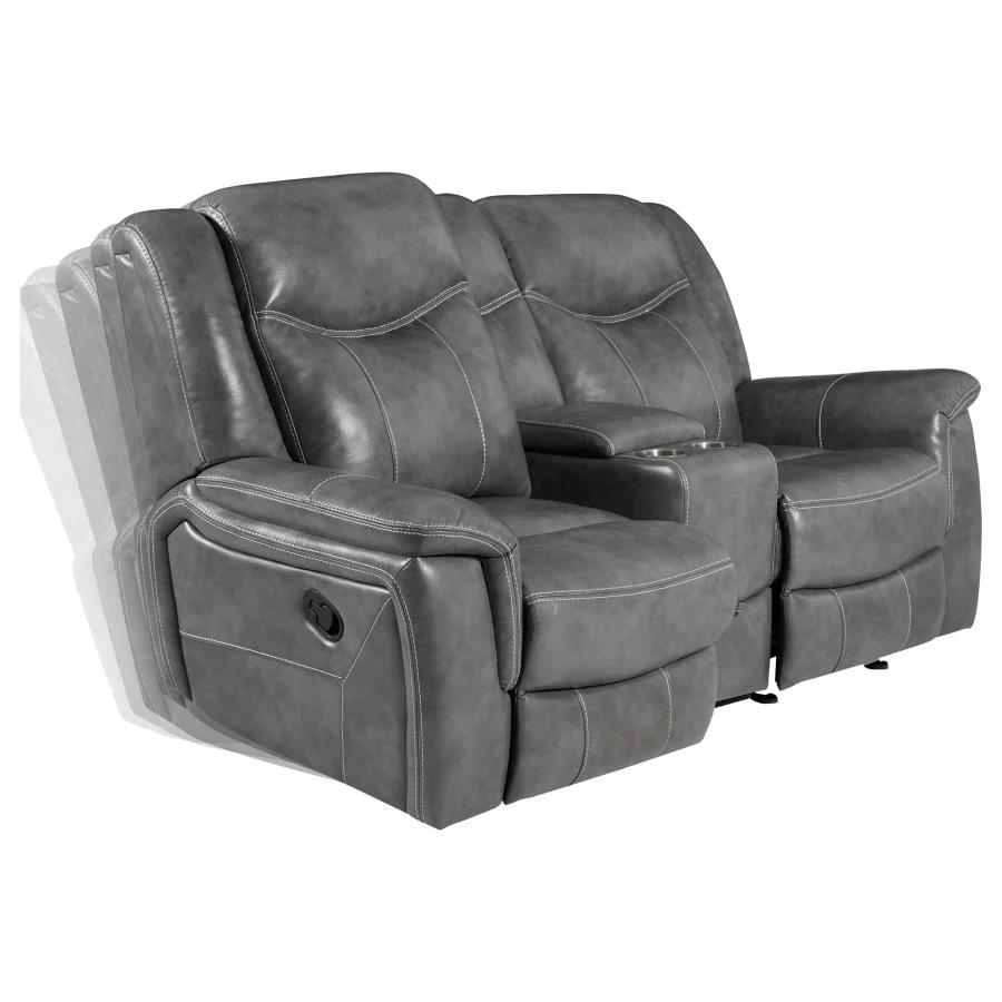 Conrad - Upholstered Padded Arm Glider Loveseat - Gray - Image 4
