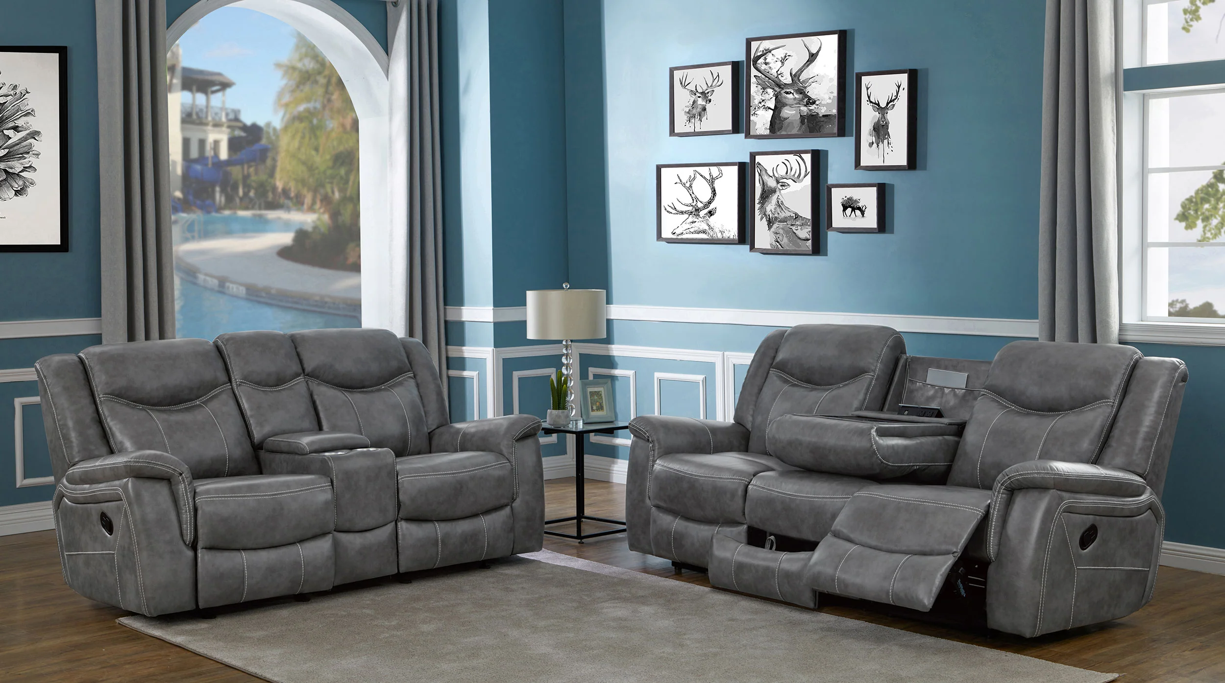 Conrad - Upholstered Padded Arm Motion Sofa Set - Image 39
