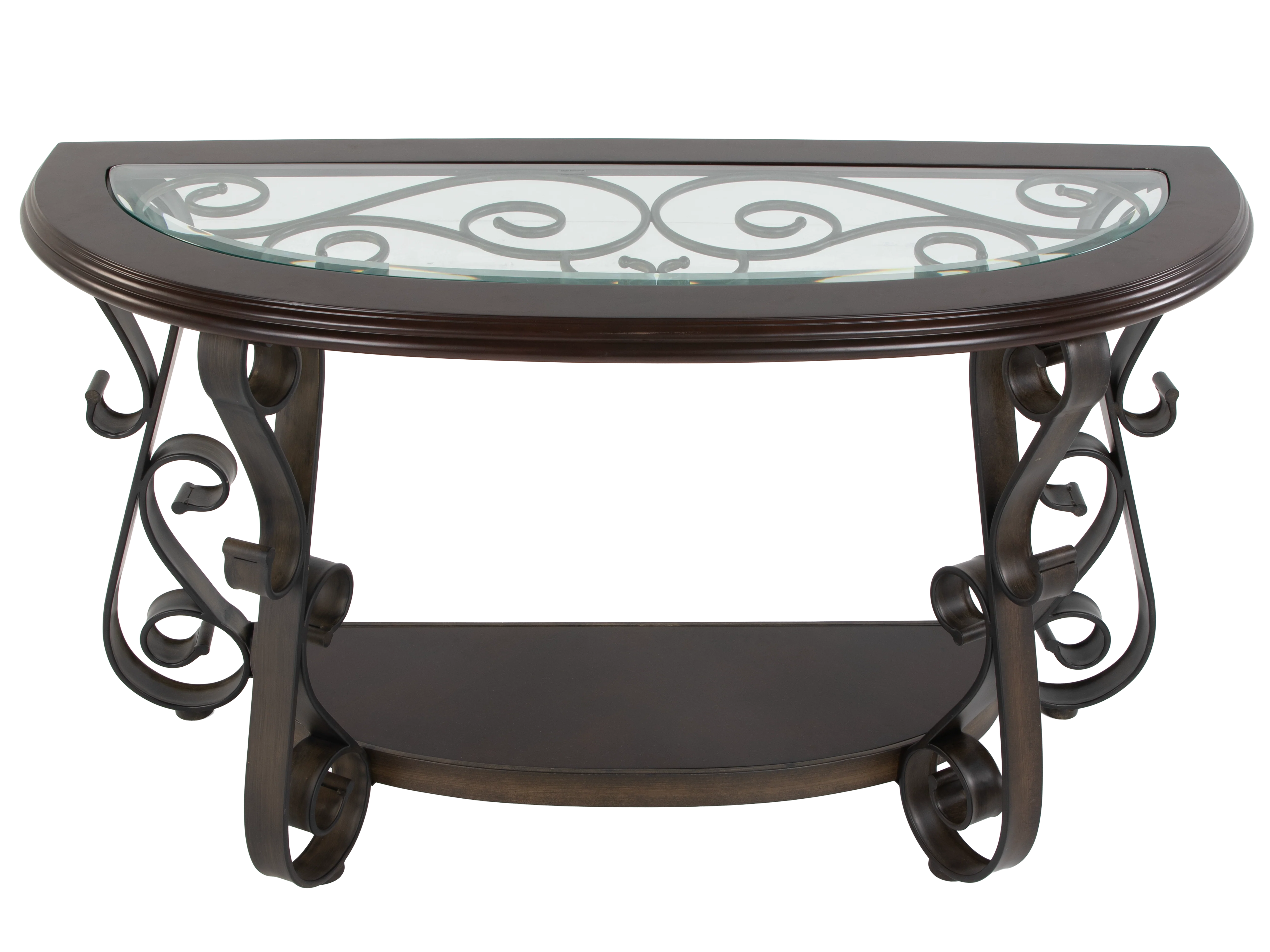 Console Sofa Table with Glass Top and Curved Metal Legs - Image 2