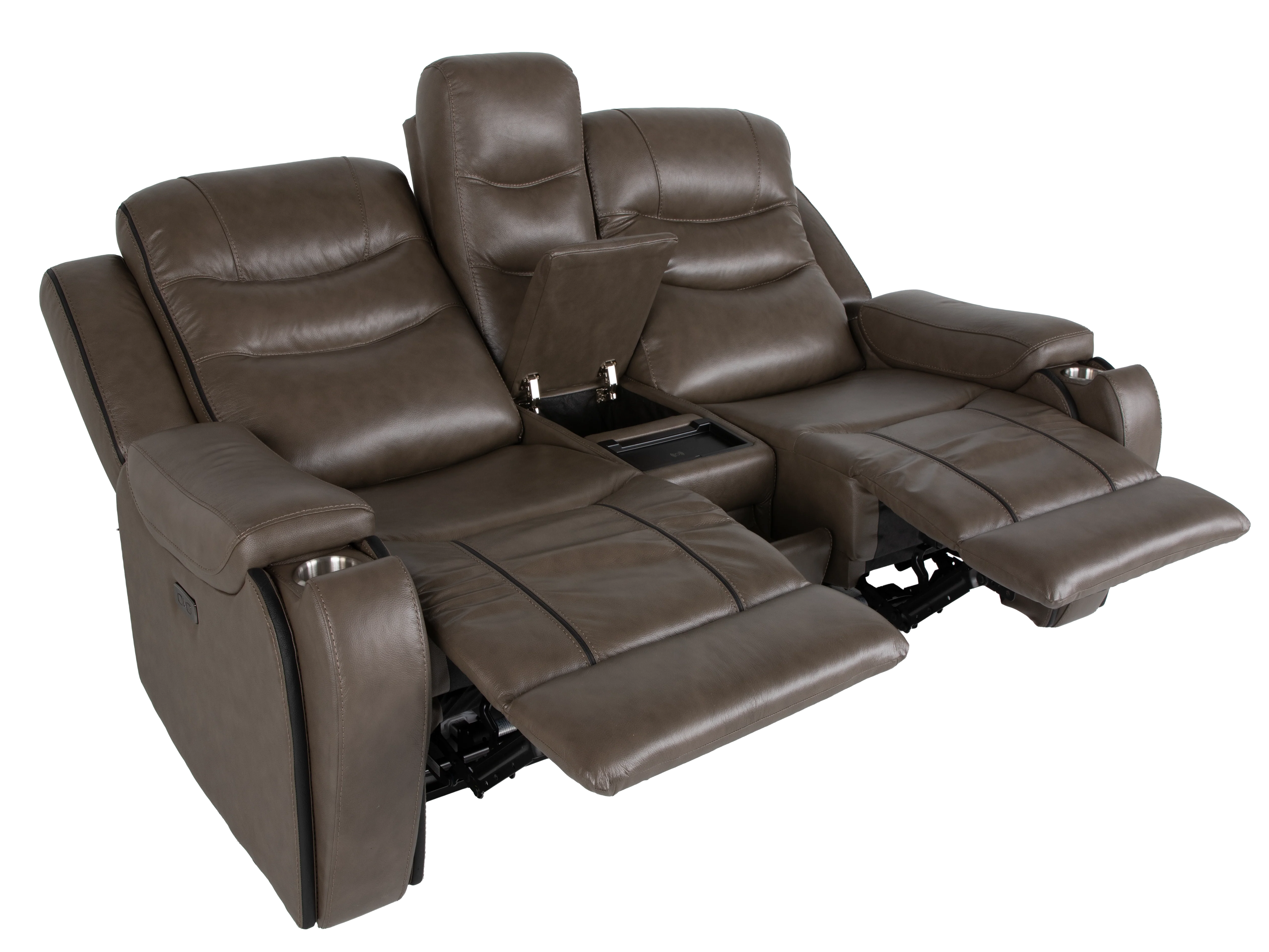 Warm Gray Top Grain Leather Power Reclining 3-Piece Living Room Set with Power Headrests - Image 10