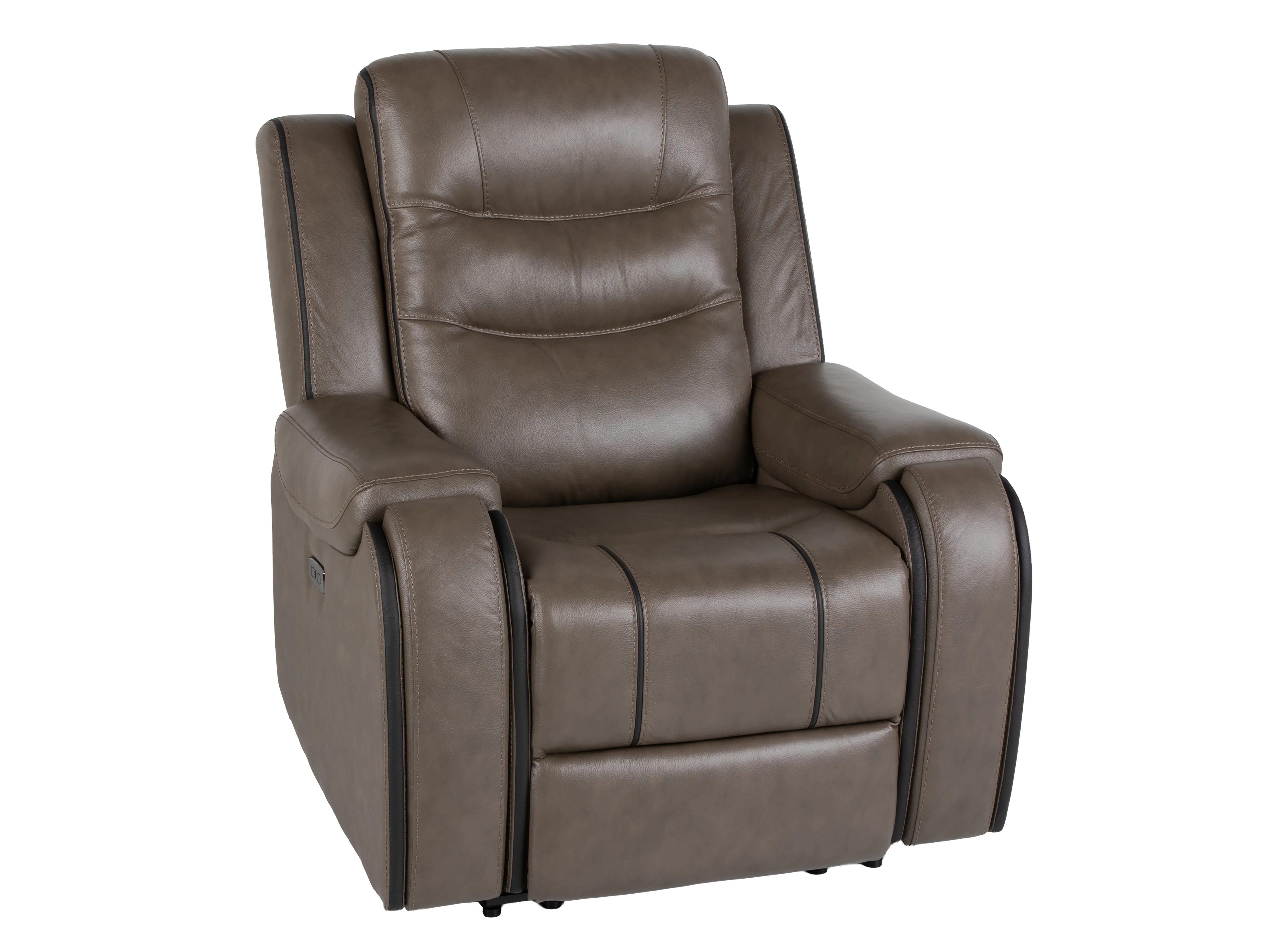 Warm Gray Top Grain Leather Power Reclining 3-Piece Living Room Set with Power Headrests - Image 6