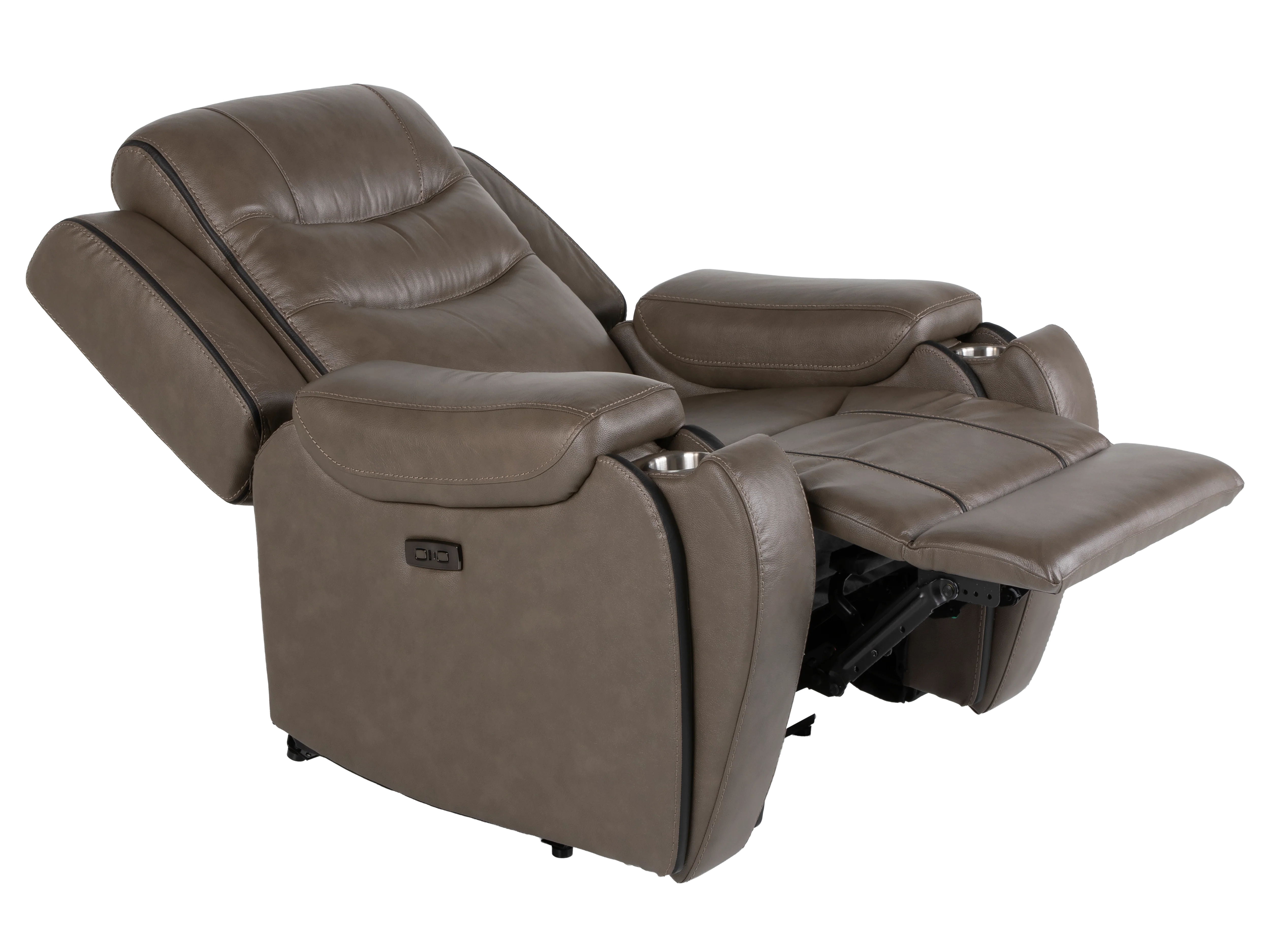 Warm Gray Top Grain Leather Power Reclining 3-Piece Living Room Set with Power Headrests - Image 7