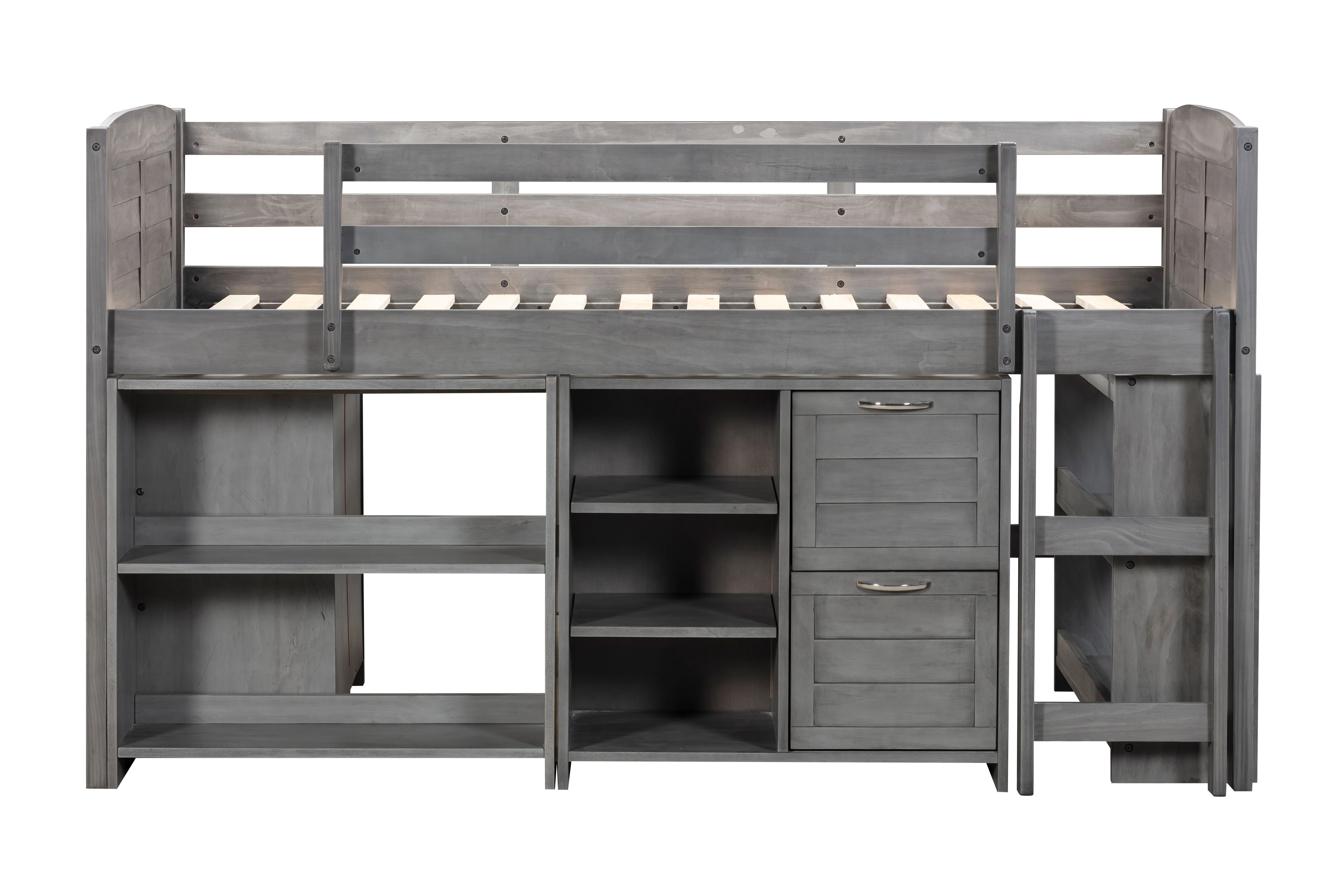 5-Piece Twin-Size Loft Storage Bed with Shelves - Image 6
