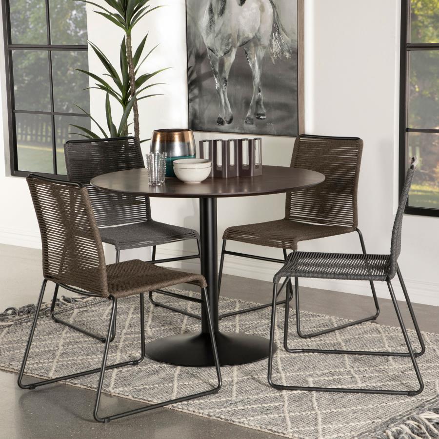 Cora - Round Wood Top Dining Table - Brown Walnut - Image 5
