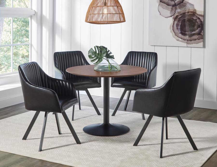Cora - Round Wood Top Dining Table - Brown Walnut - Image 6