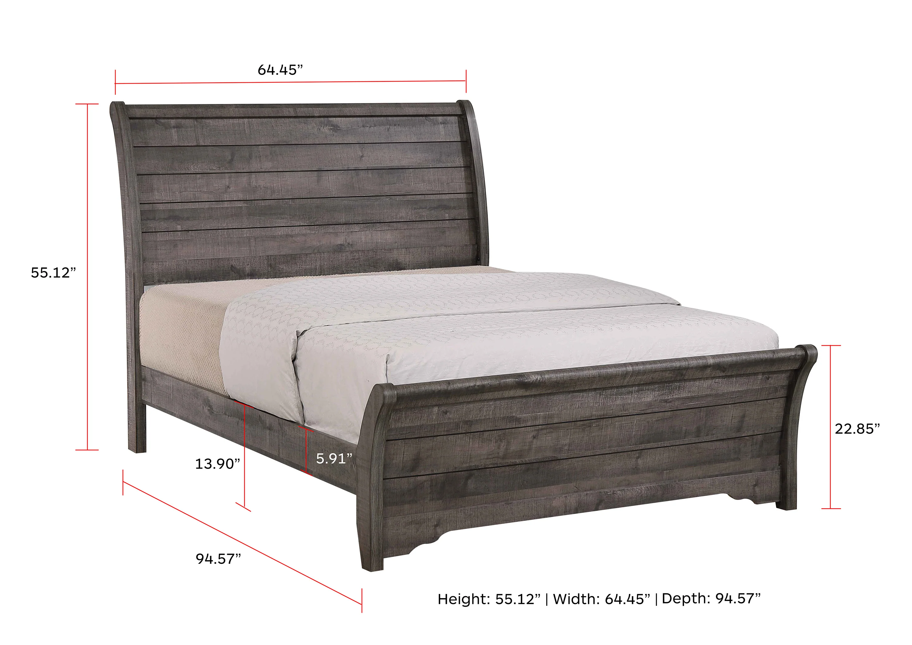 Coralee Bed Grey - Image 3