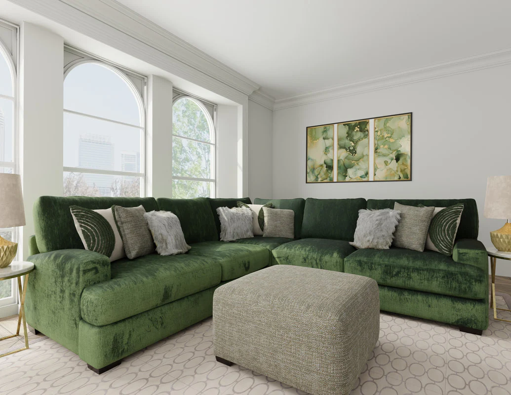 Corinthian Emerald Plush 2-Piece Sectional Sofa - Image 3