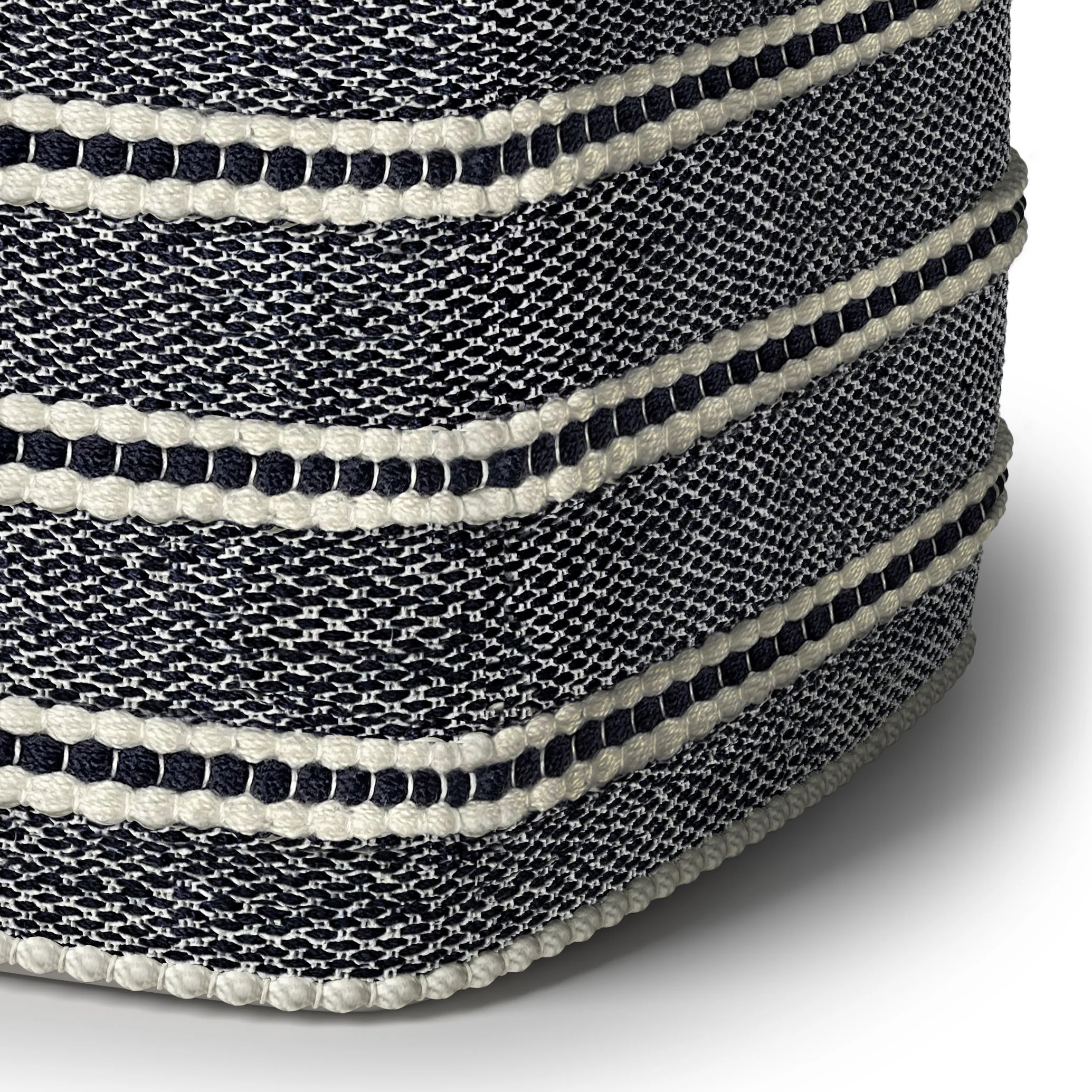 Corrie - Square Outdoor / Indoor Pouf - Navy / White - Image 3