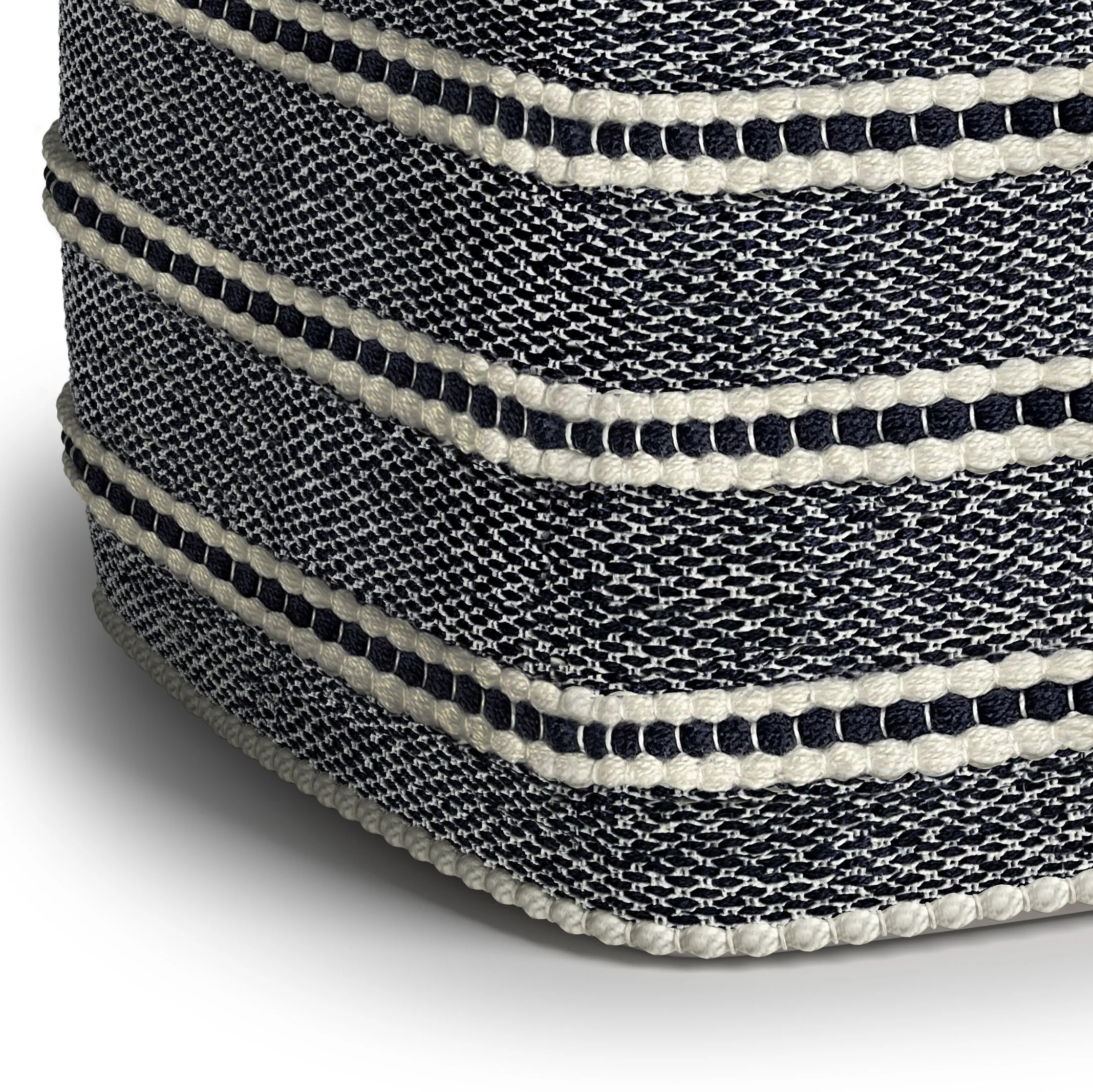 Corrie - Square Outdoor / Indoor Pouf - Navy / White - Image 4