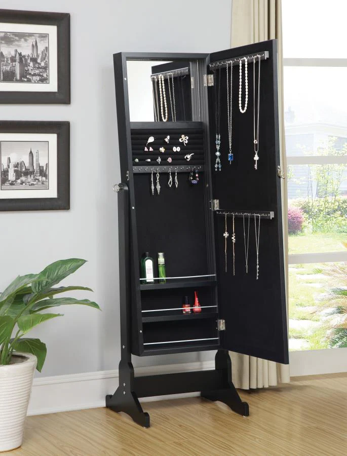 Cortez - Cheval Mirror With Jewelry Storage - Black - Image 3