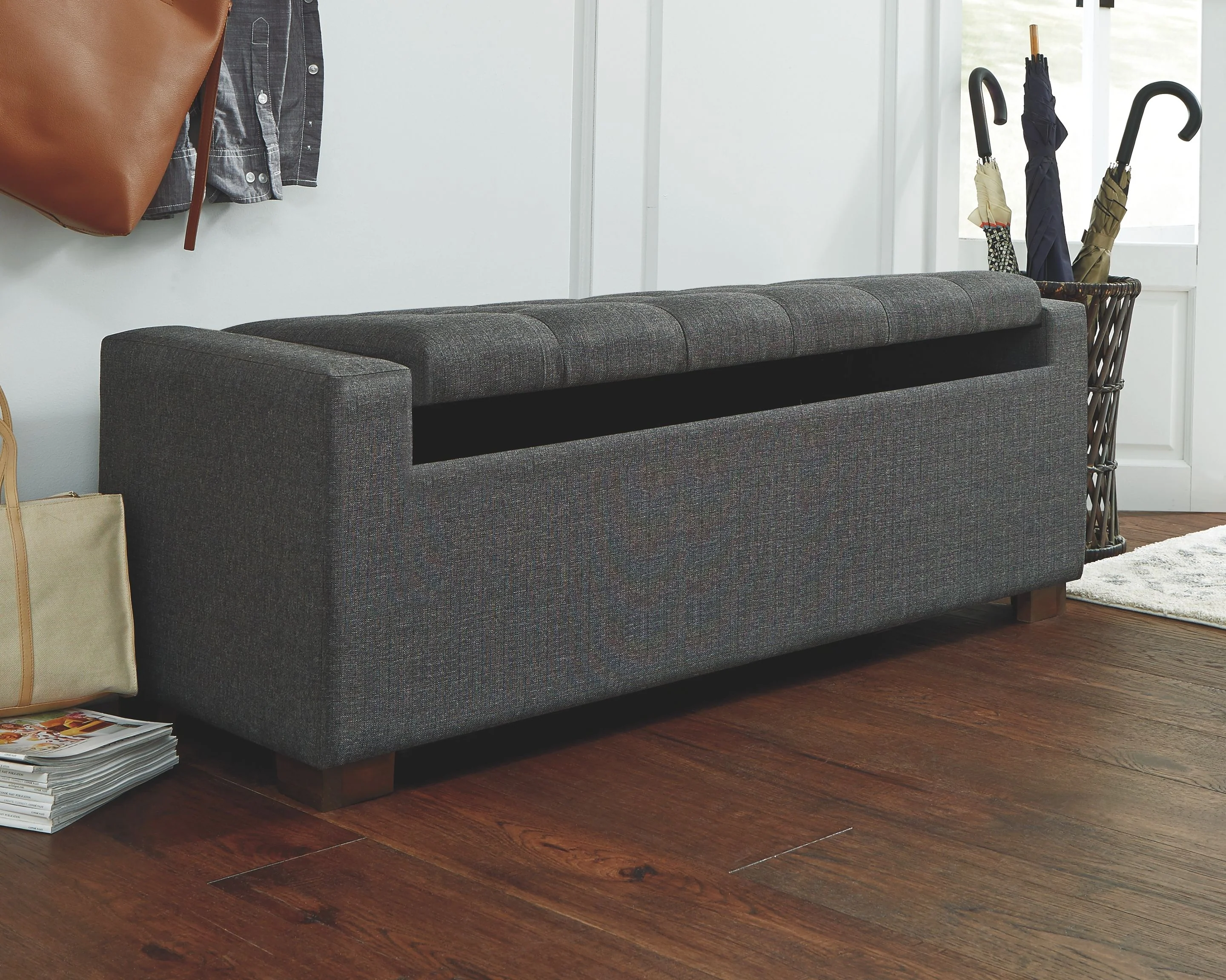 Cortwell - Storage Bench - Gray - Image 4