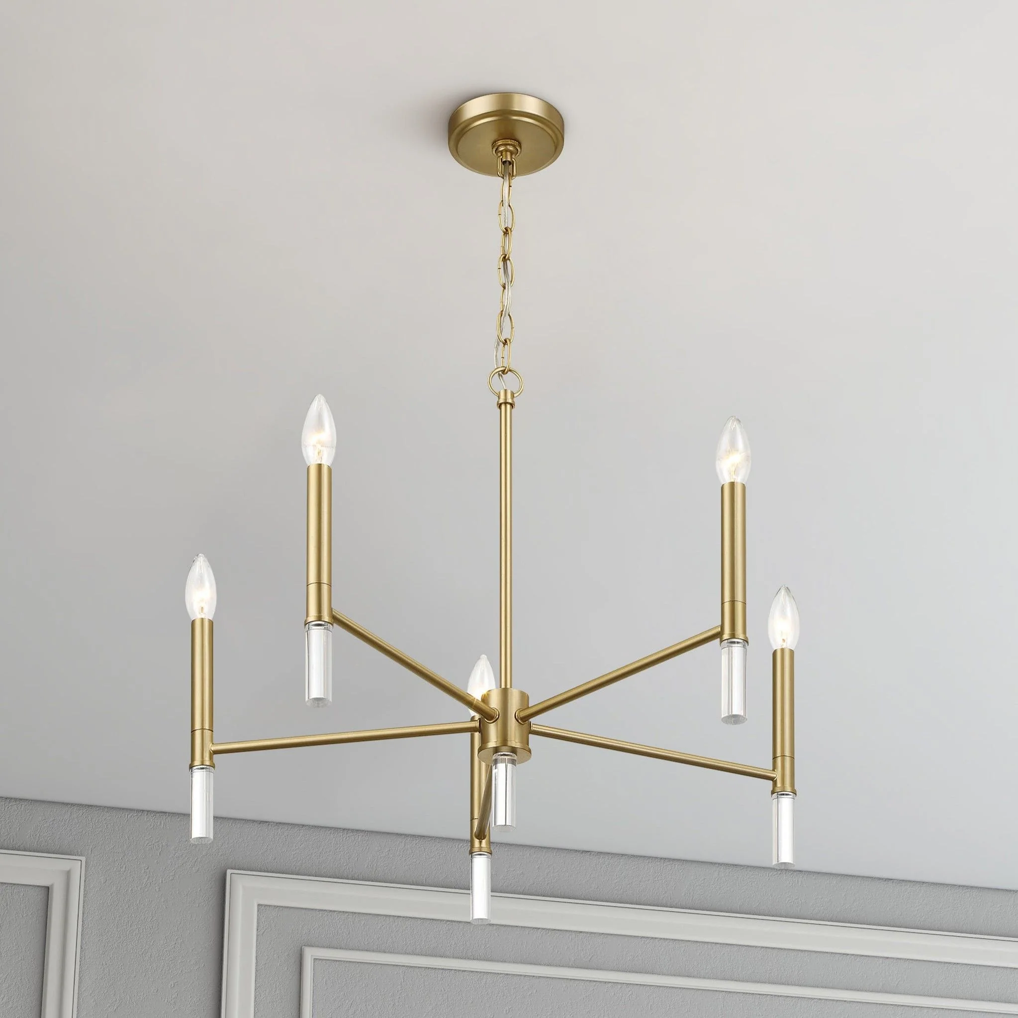 Courtyard - 5 Light Candle Chandelier - Clear / Gold - Image 2