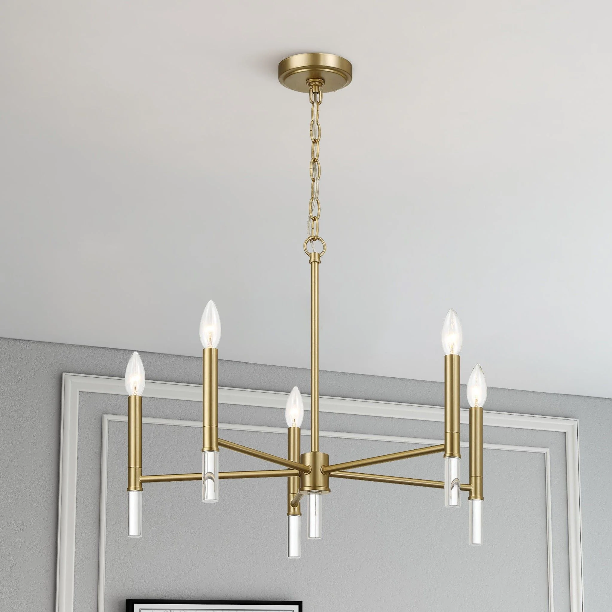 Courtyard - 5 Light Candle Chandelier - Clear / Gold - Image 3