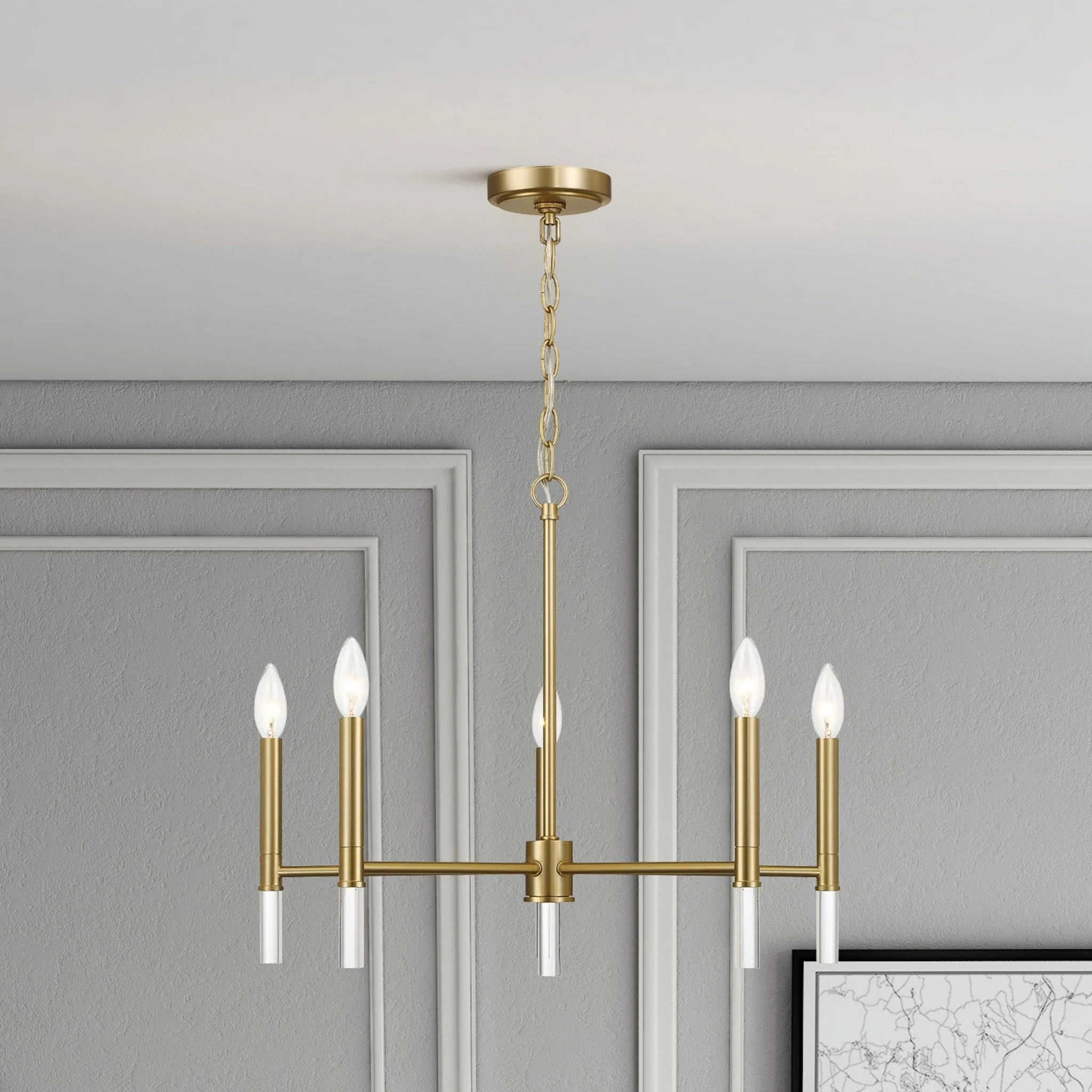 Courtyard - 5 Light Candle Chandelier - Clear / Gold - Image 4
