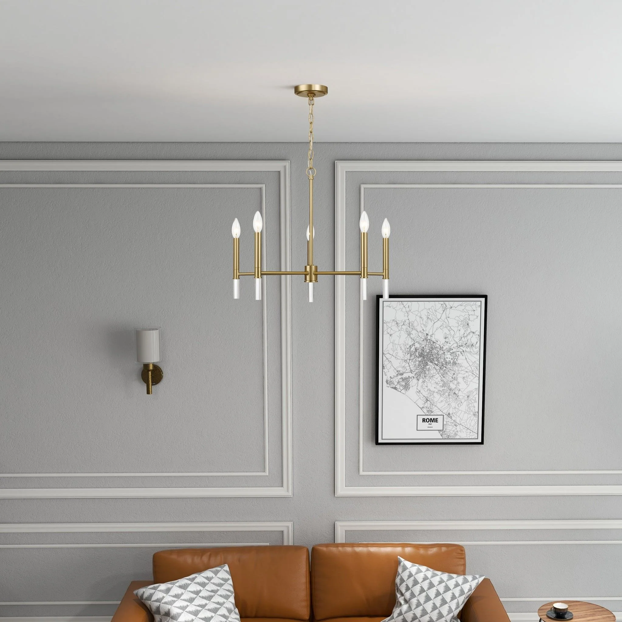 Courtyard - 5 Light Candle Chandelier - Clear / Gold - Image 5