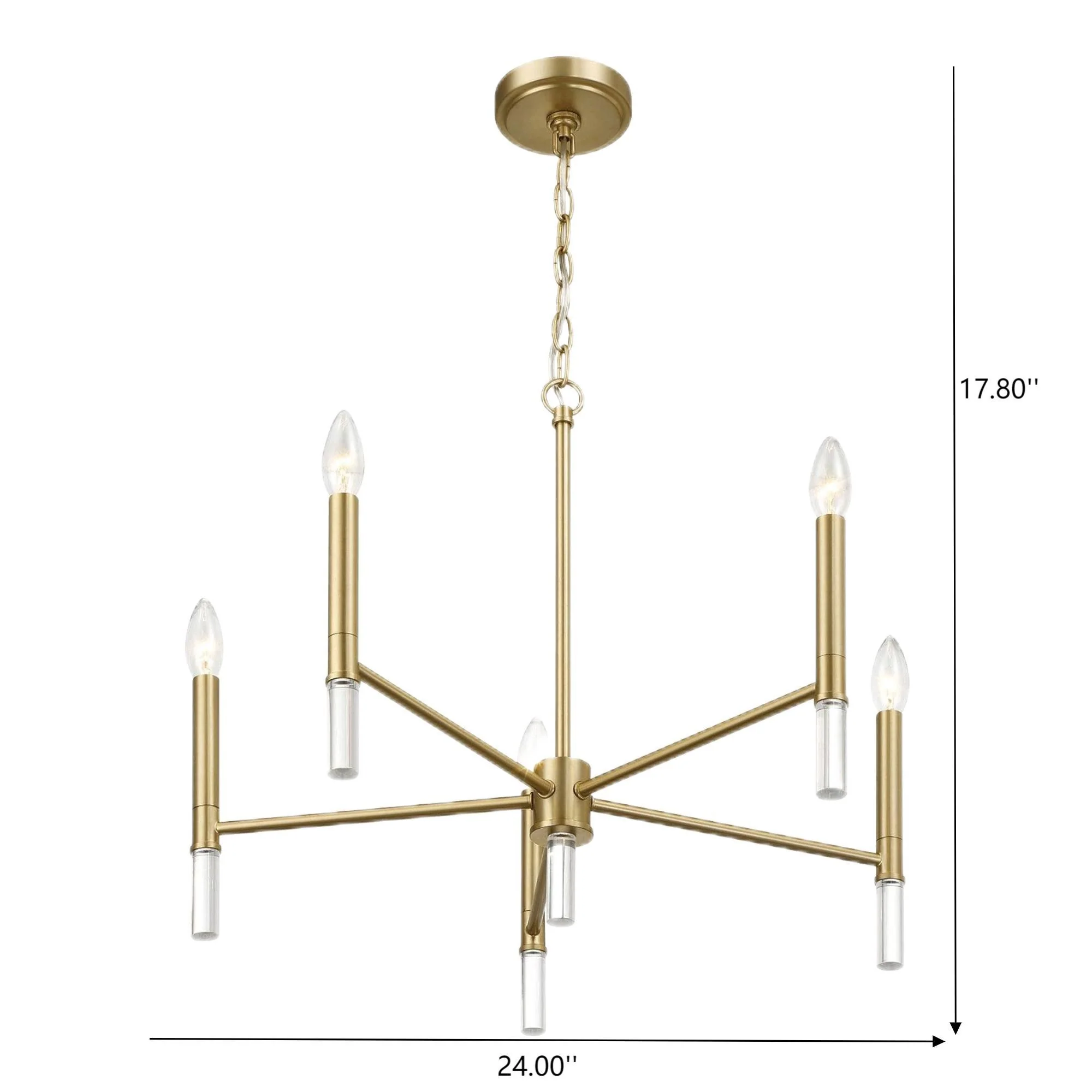 Courtyard - 5 Light Candle Chandelier - Clear / Gold - Image 6