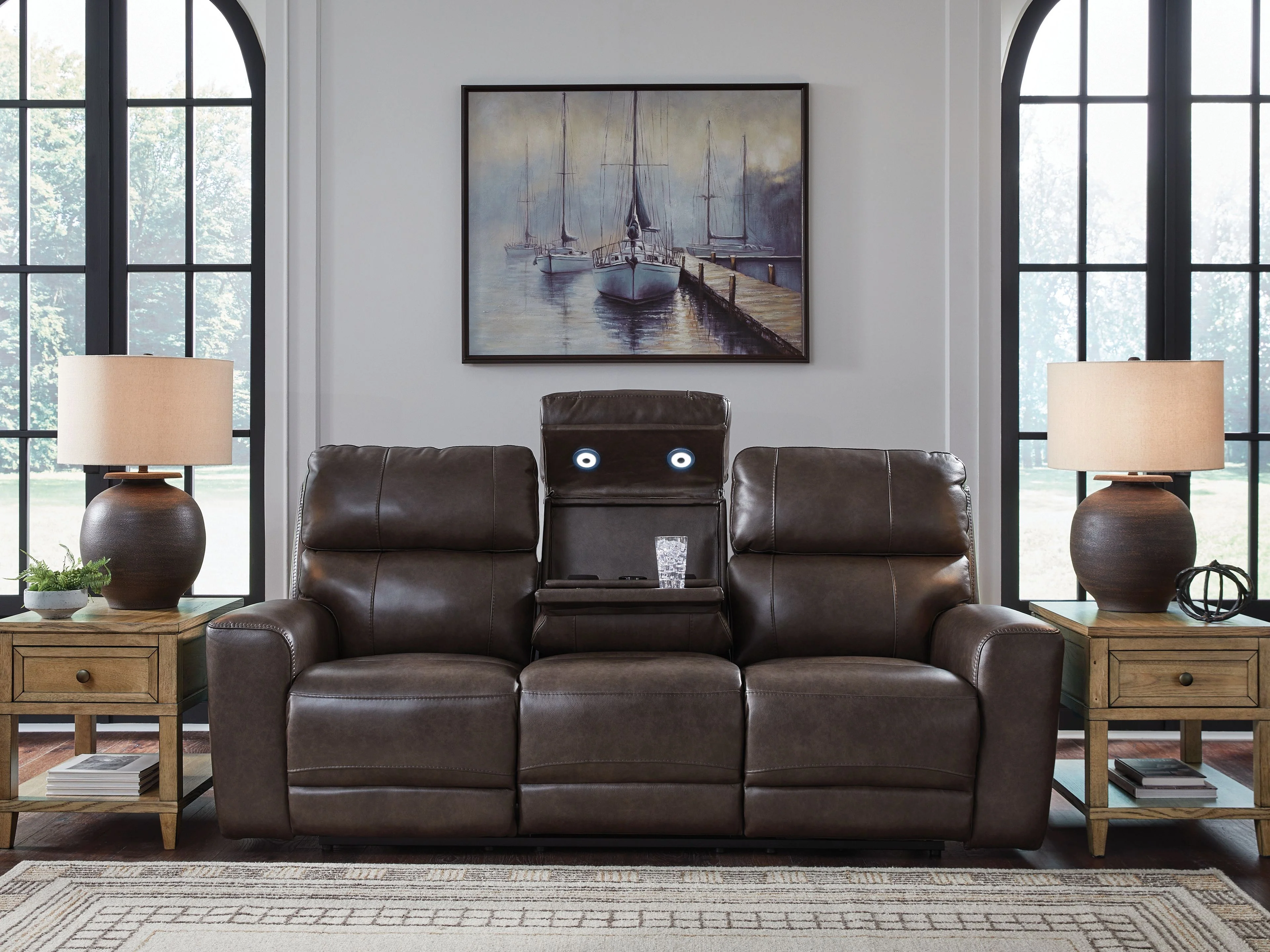 Crossplex - Power Reclining Sofa With Adjustable Headrest - Smoke - Image 6