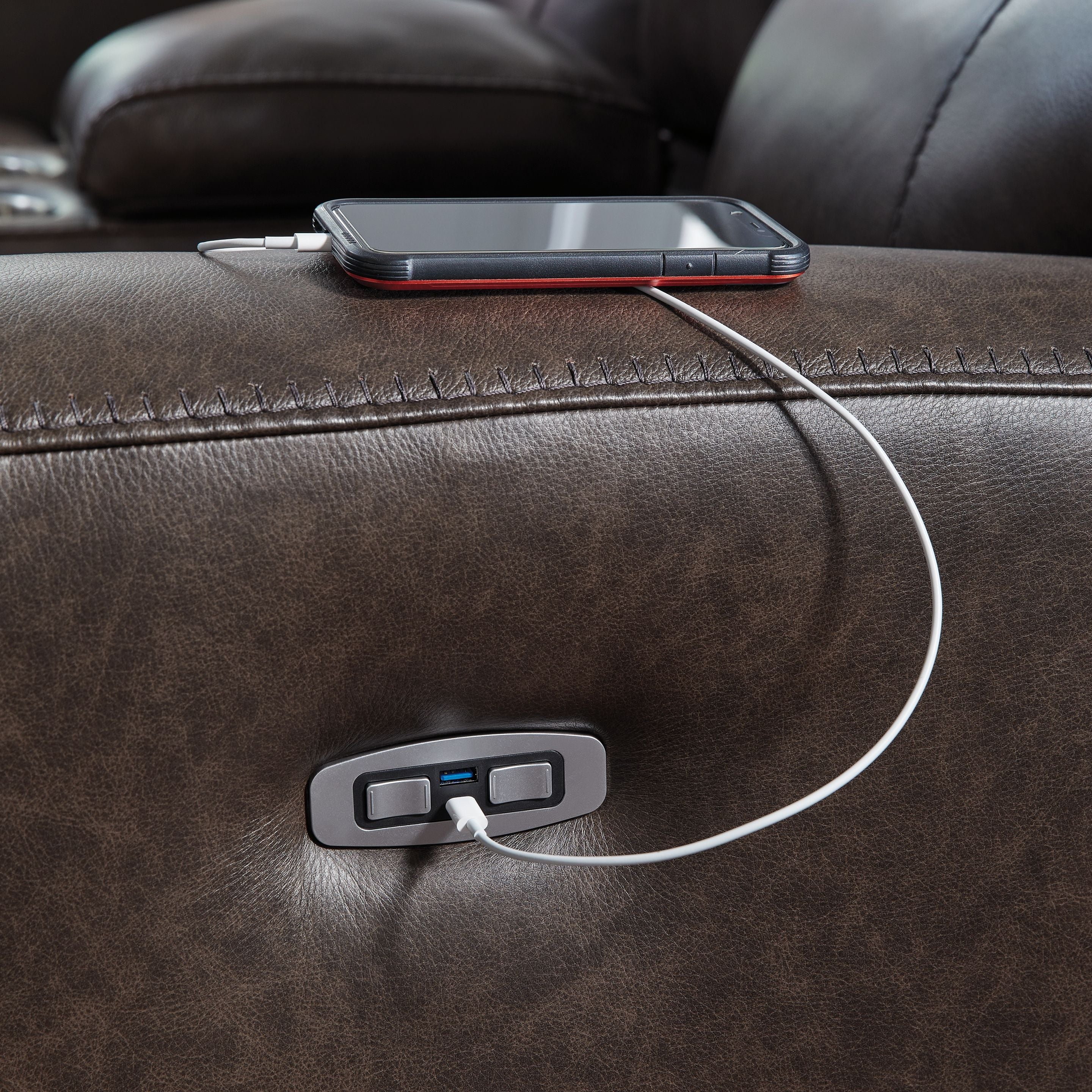 Crossplex - Power Recliner / Adjustable Headrest - Smoke - Image 3