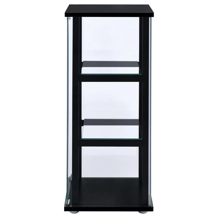 Cyclamen - 3-Shelf Clear Glass Curio Display Cabinet - Black - Image 5