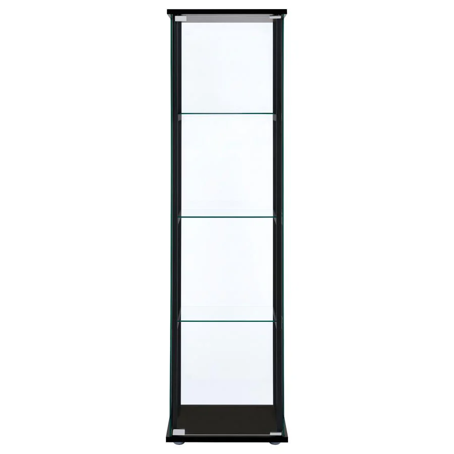 Cyclamen - 4-Shelf Clear Glass Curio Display Cabinet - Black - Image 3
