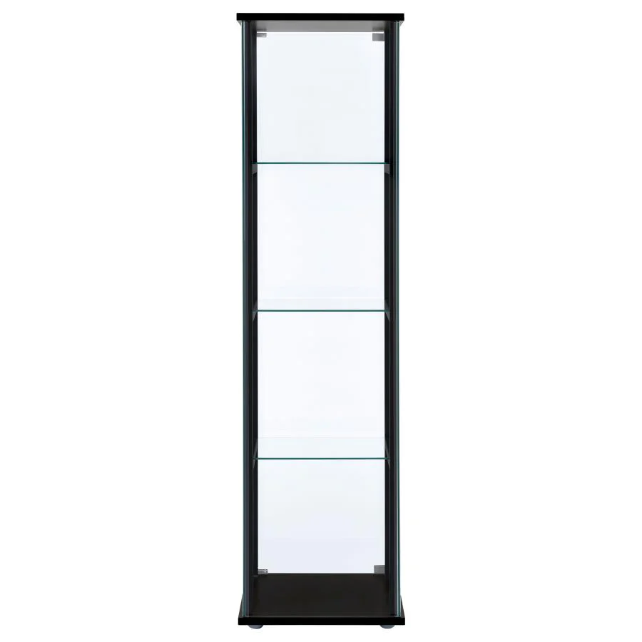 Cyclamen - 4-Shelf Clear Glass Curio Display Cabinet - Black - Image 6