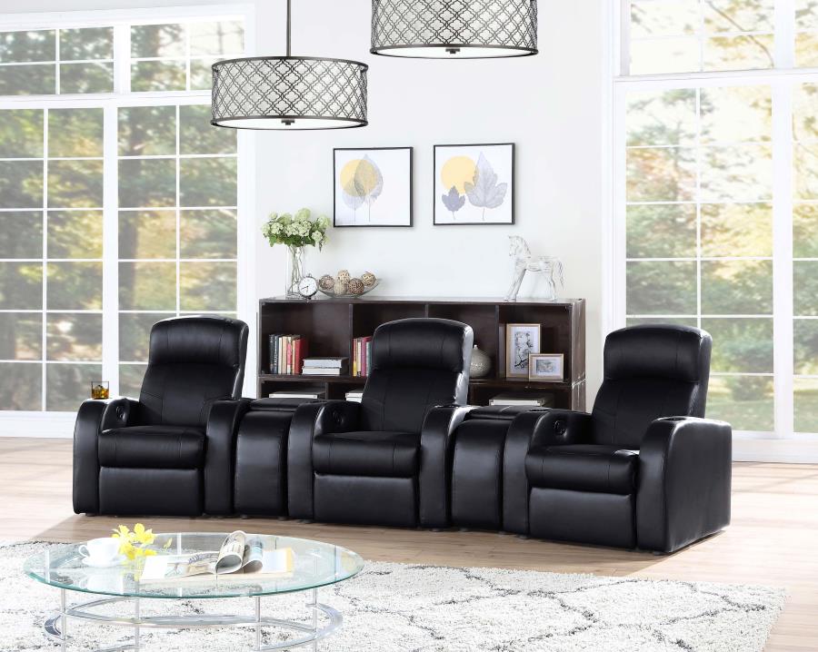 Cyrus Upholstered Home Theater Storage Wedge Console Black - Image 4