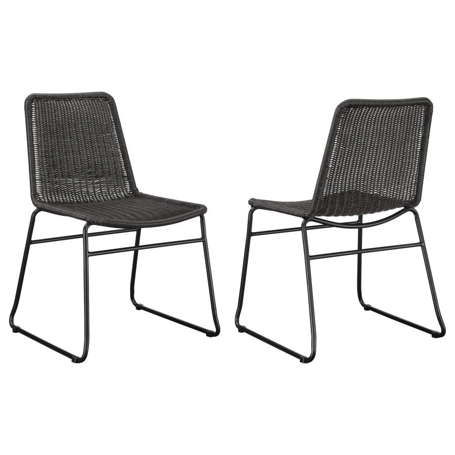 Dacy Faux Rattan Metal Dining Side Chair Brown (Set of 2) - Image 10