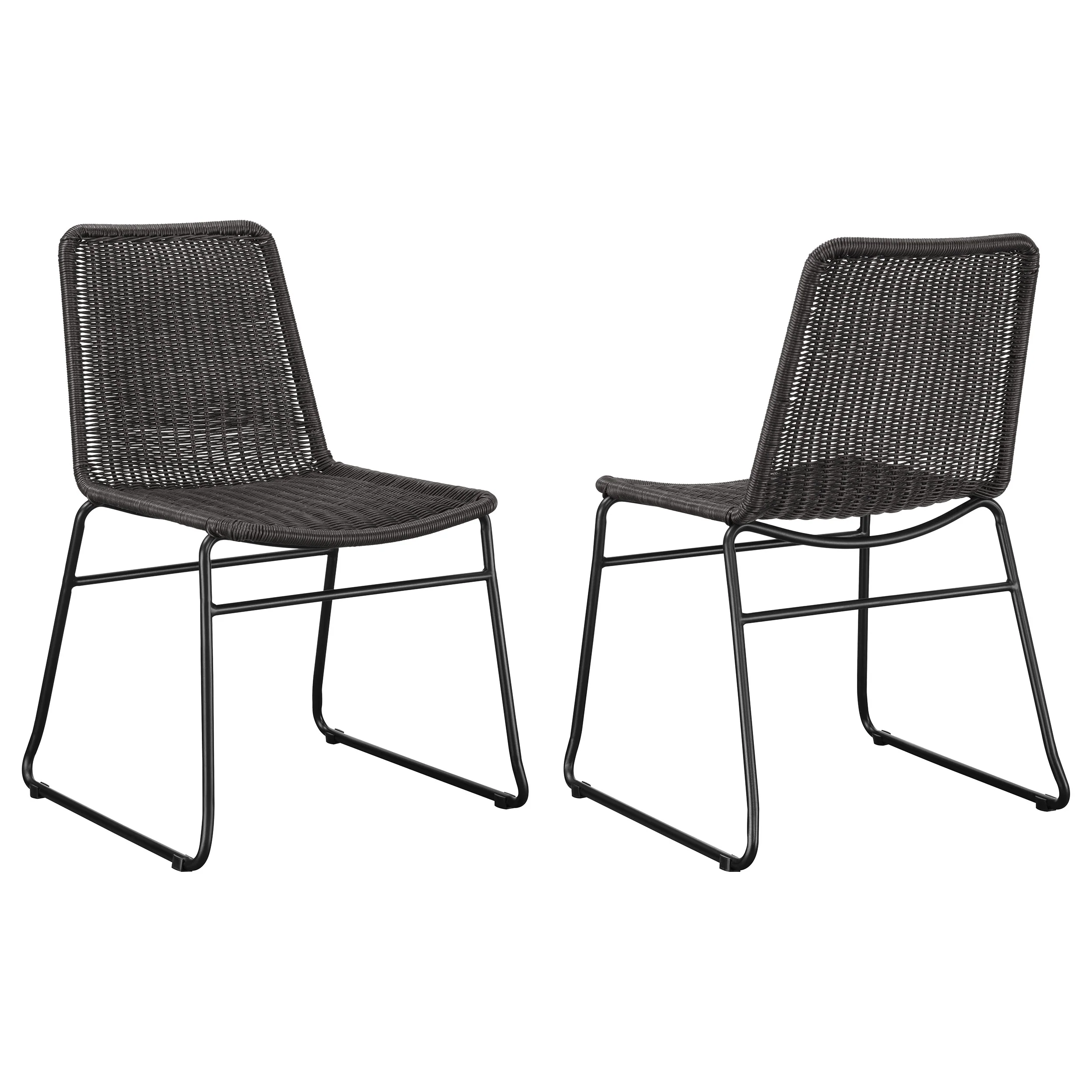 Dacy Faux Rattan Metal Dining Side Chair Brown (Set of 2) - Image 14