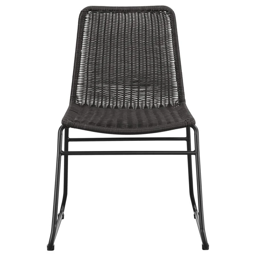Dacy Faux Rattan Metal Dining Side Chair Brown (Set of 2) - Image 3