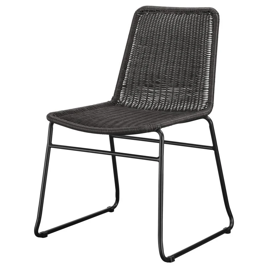 Dacy Faux Rattan Metal Dining Side Chair Brown (Set of 2) - Image 4