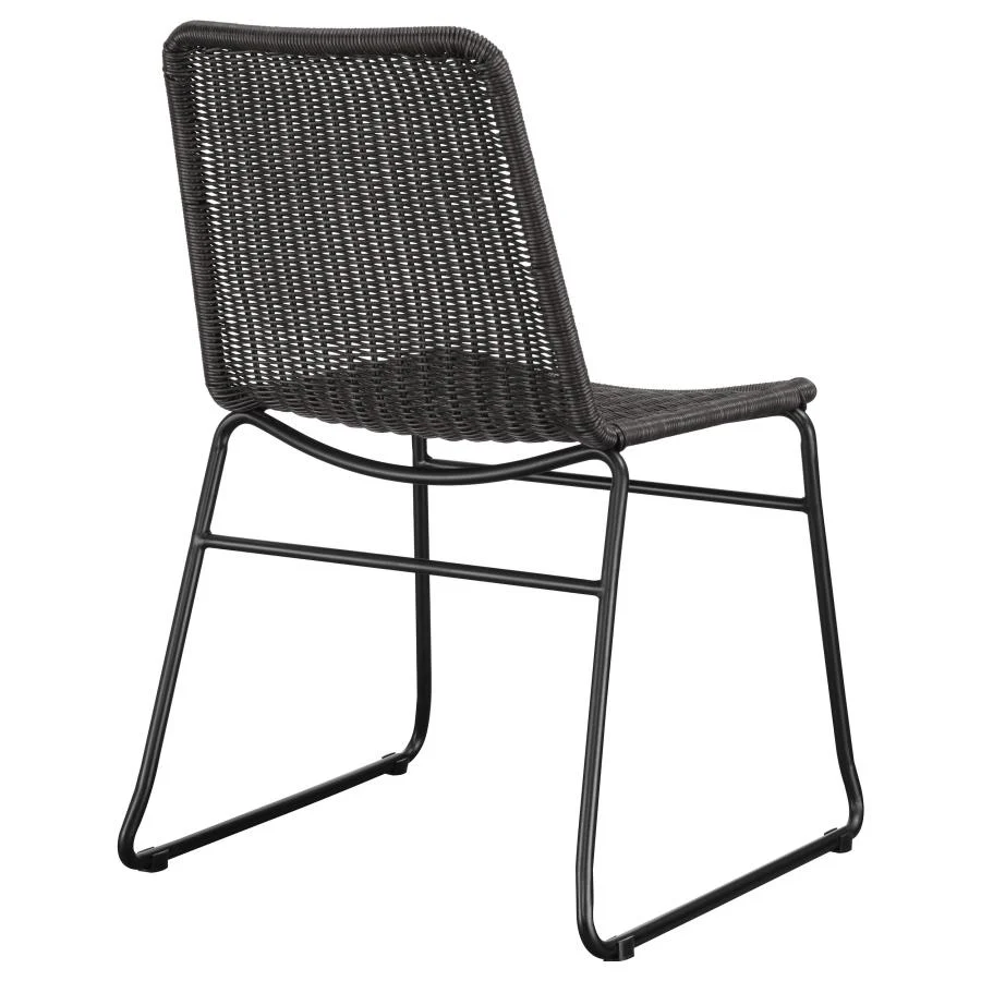 Dacy Faux Rattan Metal Dining Side Chair Brown (Set of 2) - Image 7
