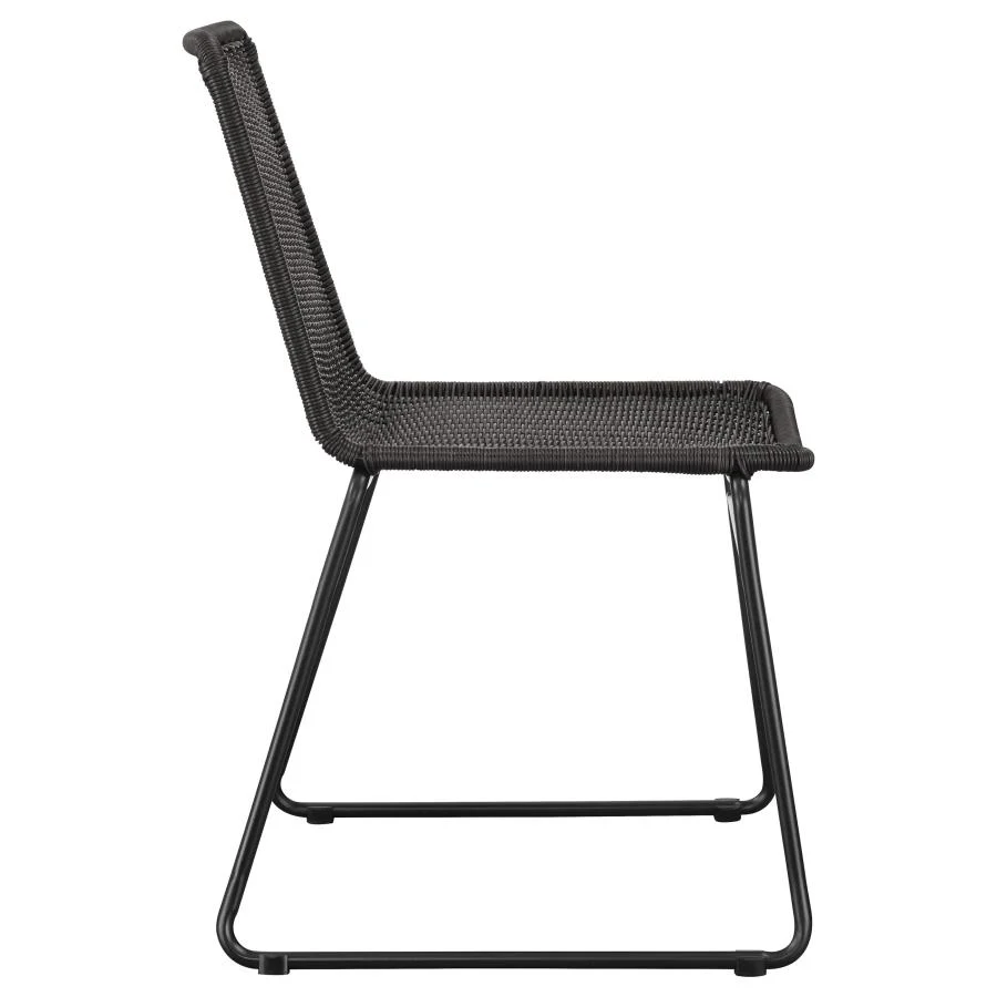 Dacy Faux Rattan Metal Dining Side Chair Brown (Set of 2) - Image 8