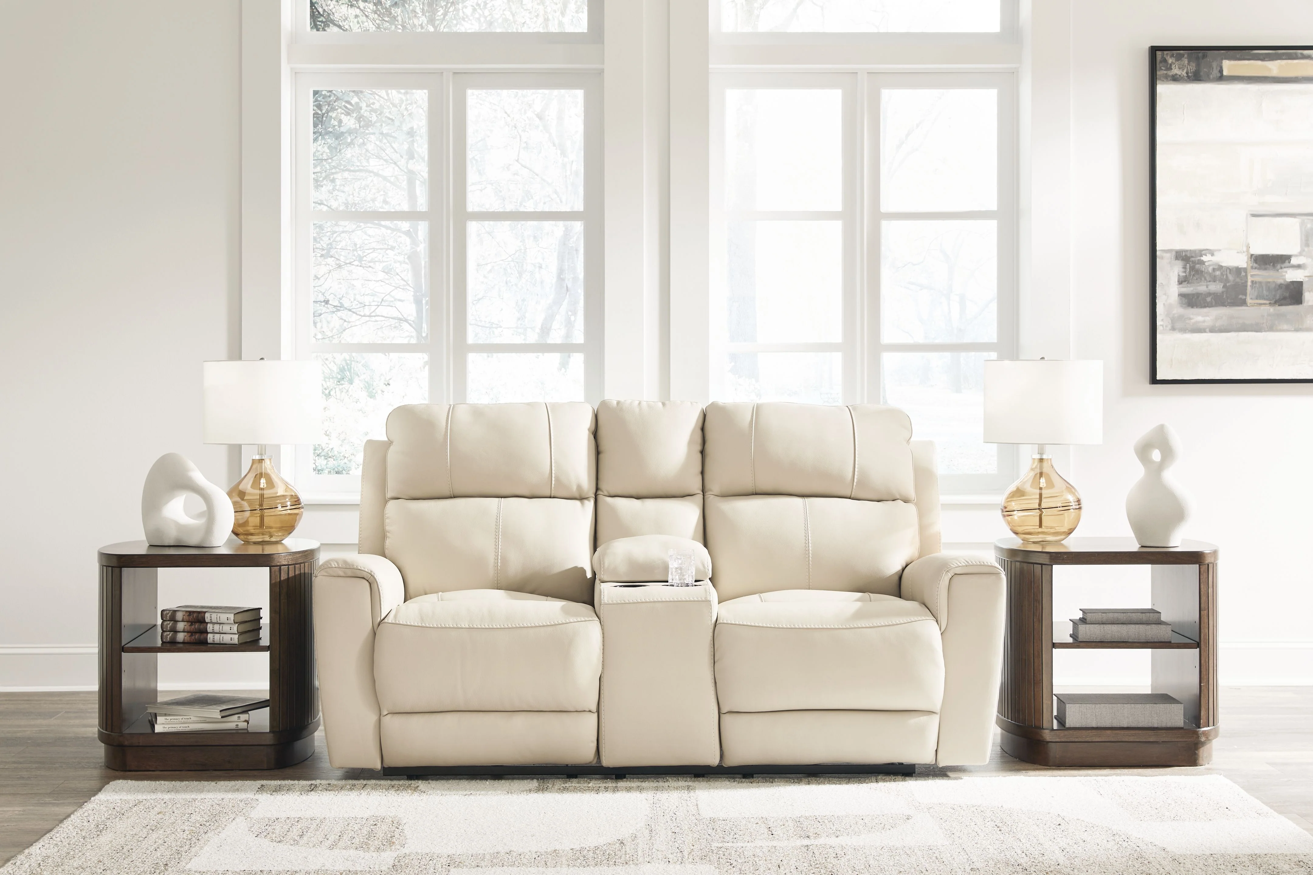 Dahlmoore - Dbl Power Reclining Loveseat With Console - Almond - Image 4